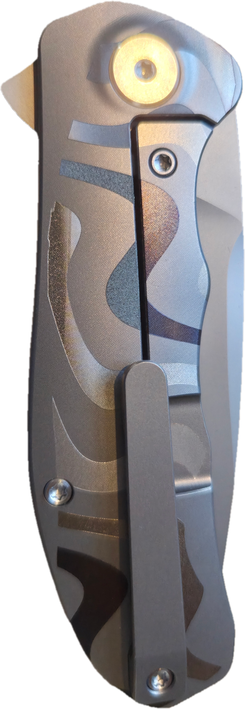 NRiggi Knives "JERSEY" Laser Engraved Titanium Scales w/CPM 20CV bead blast blade