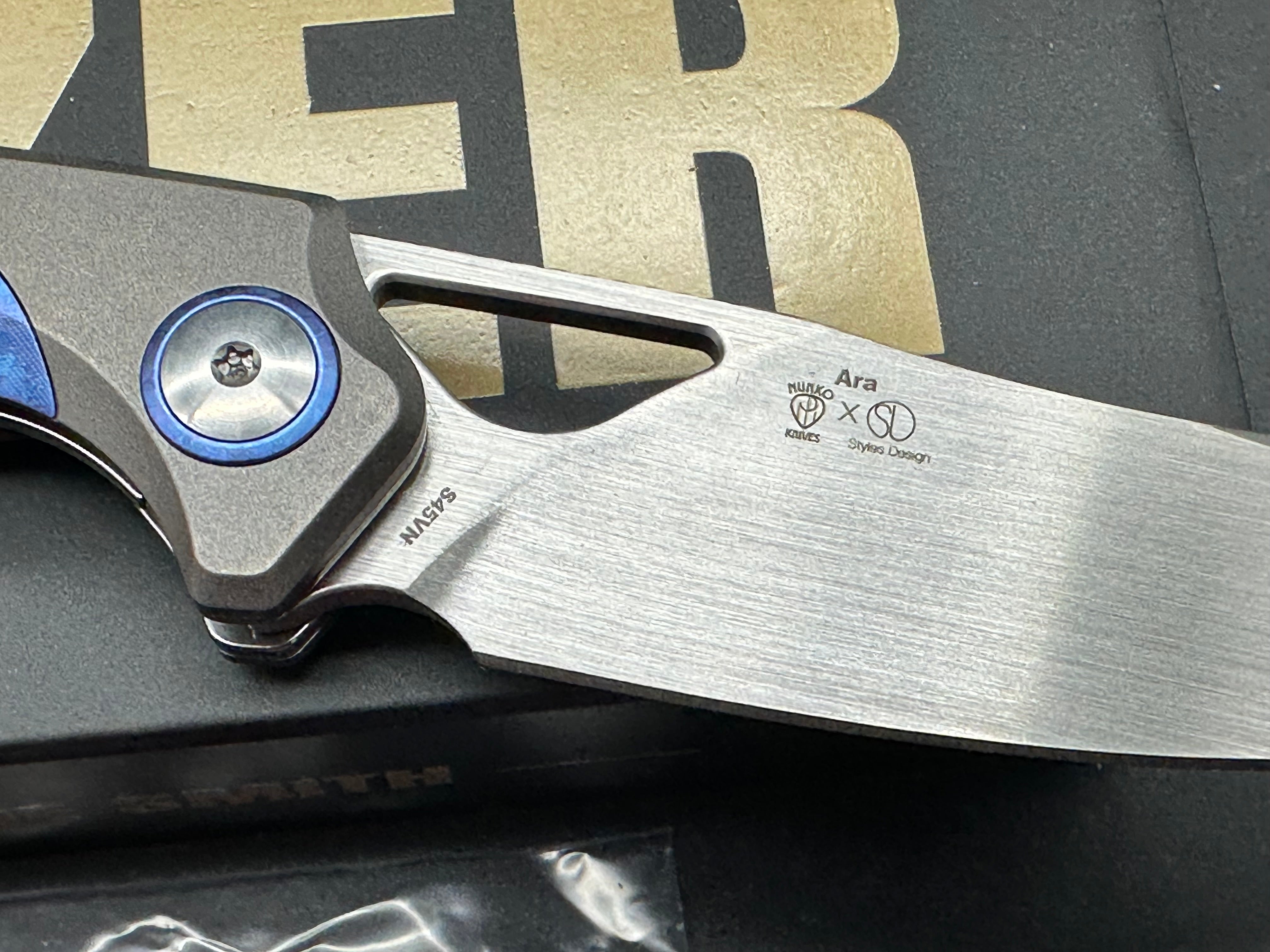 KIZER ARA PURPLE SNOWFLAKE TITANIUM HANDLE S45VN BLADE