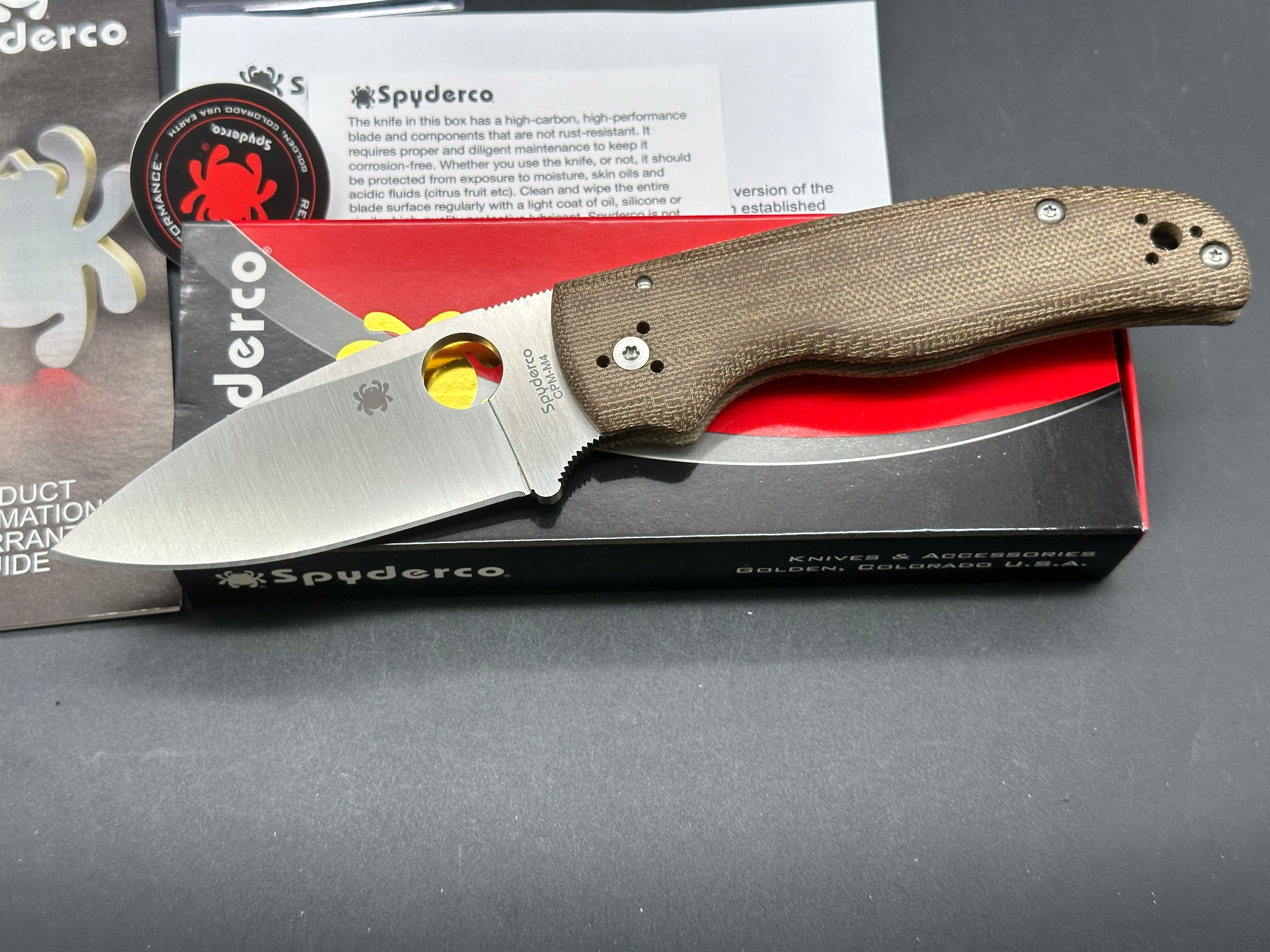Spyderco Shaman Green Canvas Micarta Knife (3.6" Satin M4)