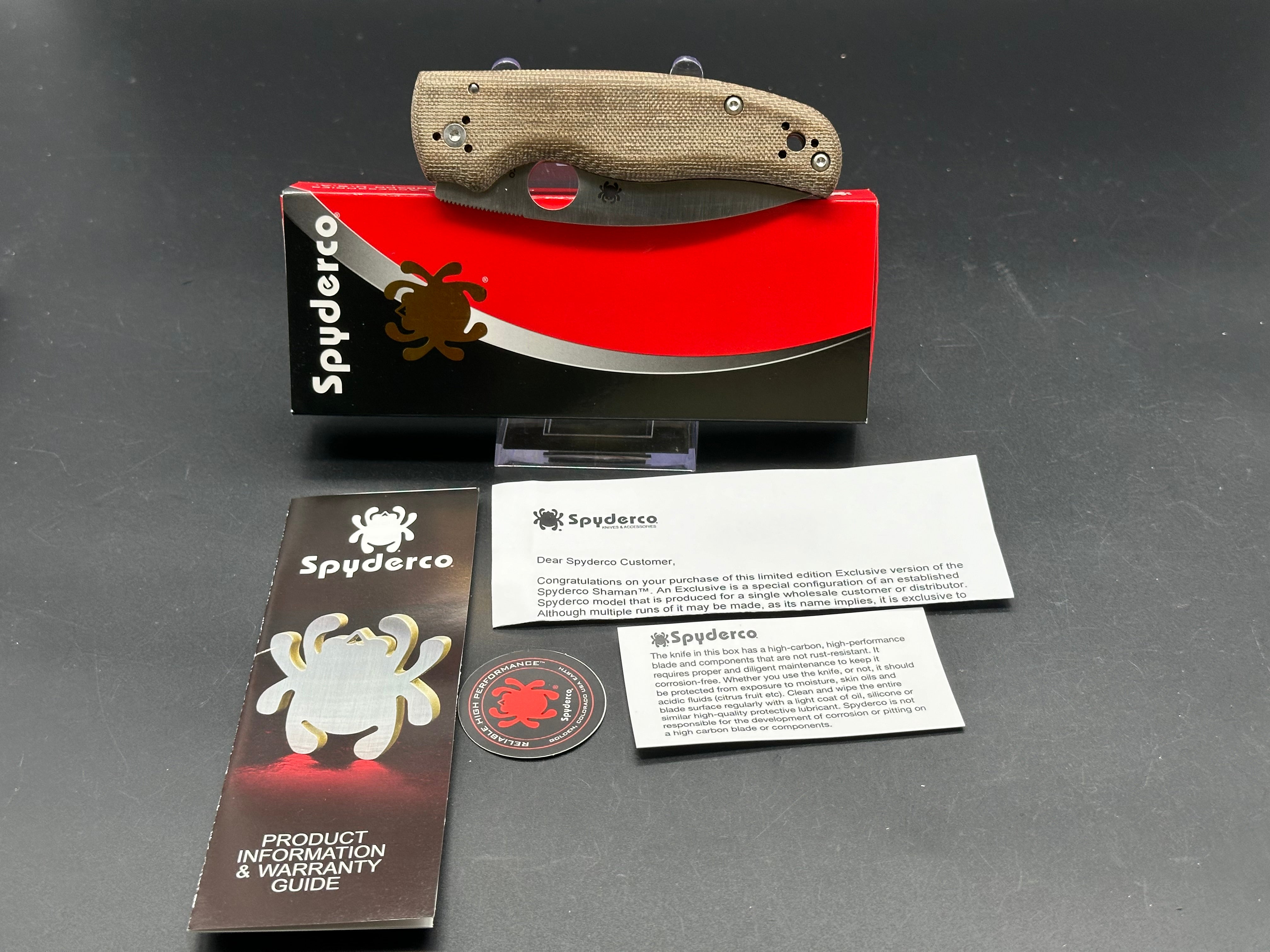 Spyderco Shaman Green Canvas Micarta Knife (3.6" Satin M4)