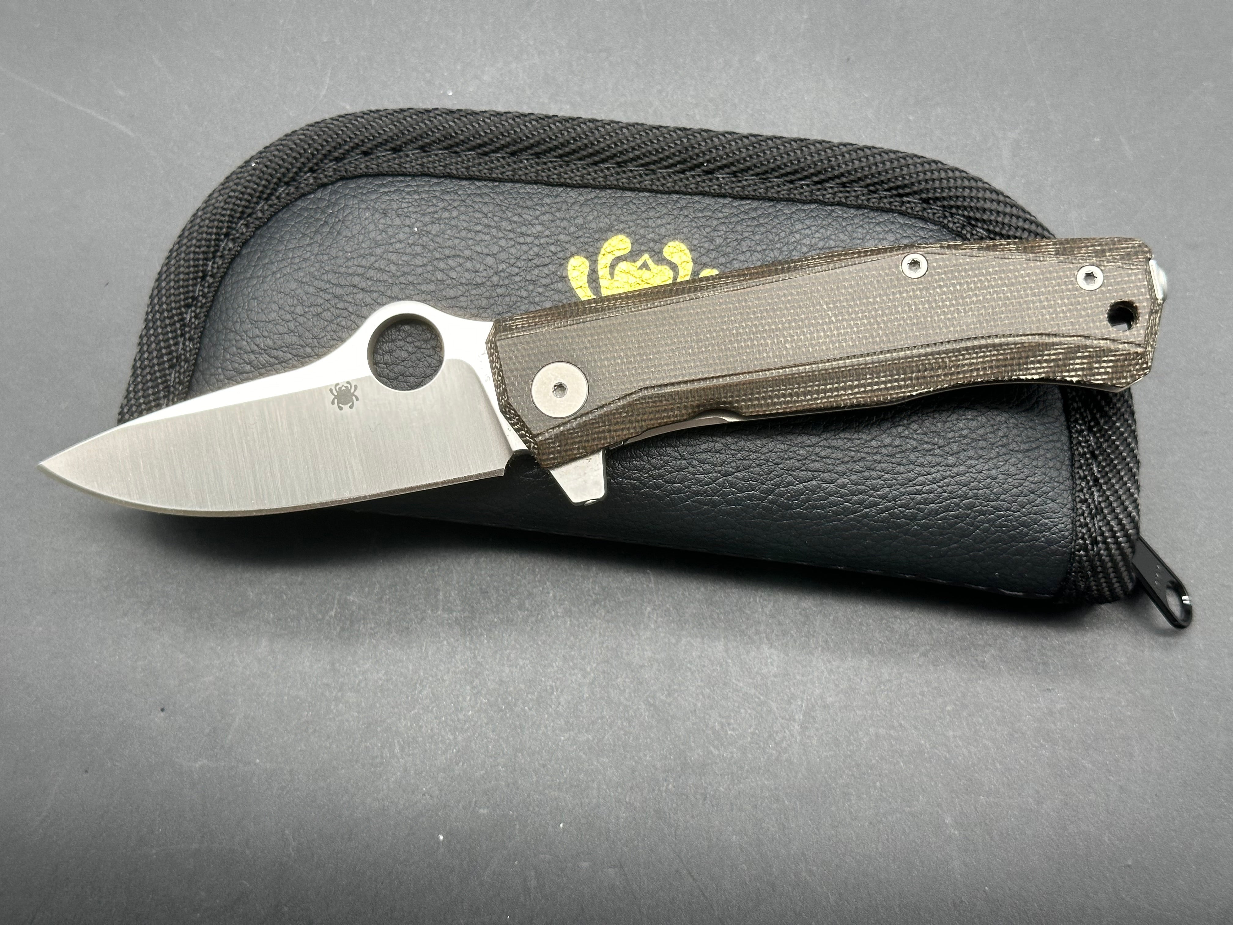 Spyderco SpyMyto Frame Lock Knife Micarta/Titanium (3.3" Satin M398)