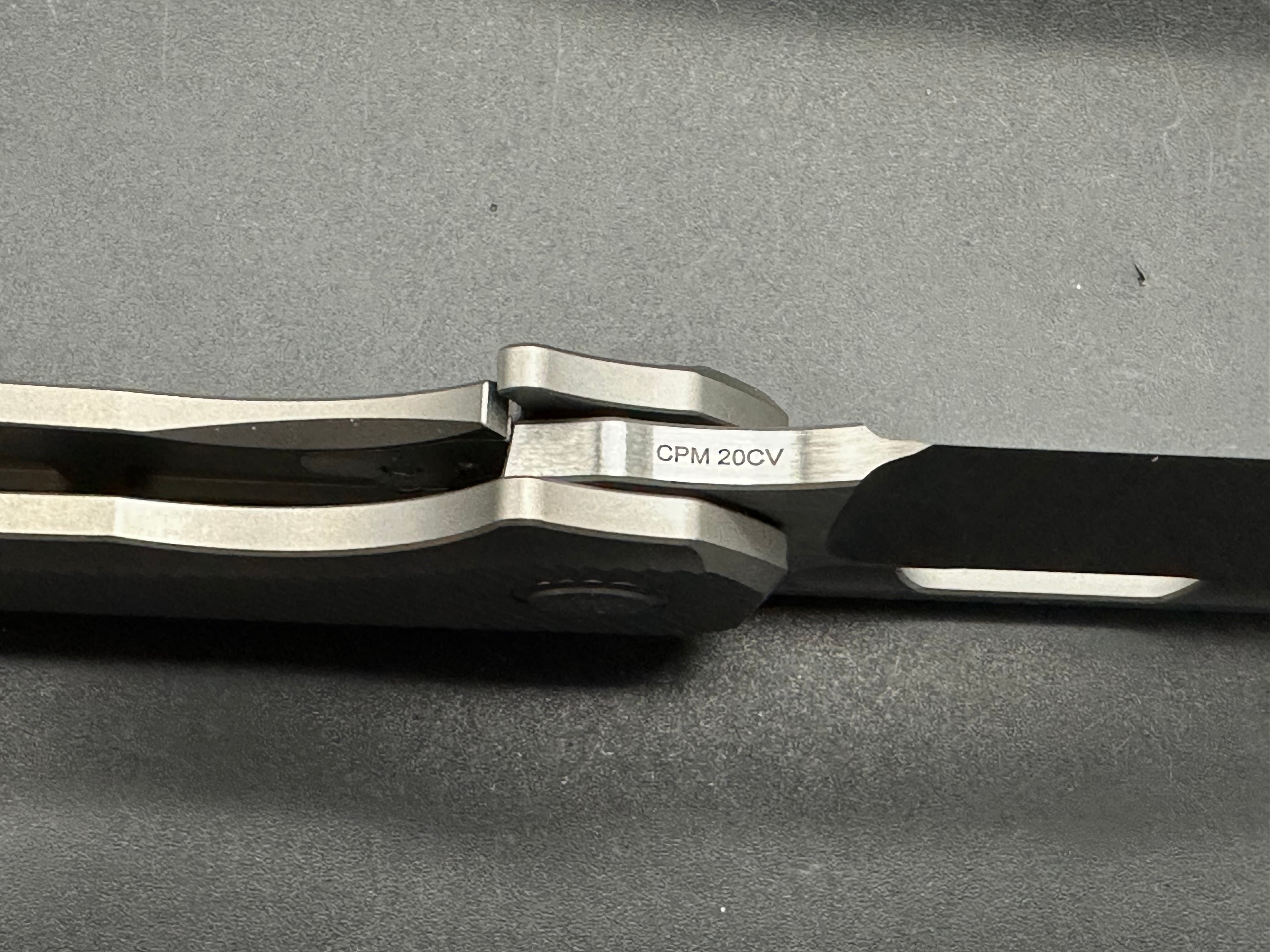 EMP EDC Relative (#039 First Production Run), Belt Satin CPM-20CV Blade, Blasted Titanium Handles