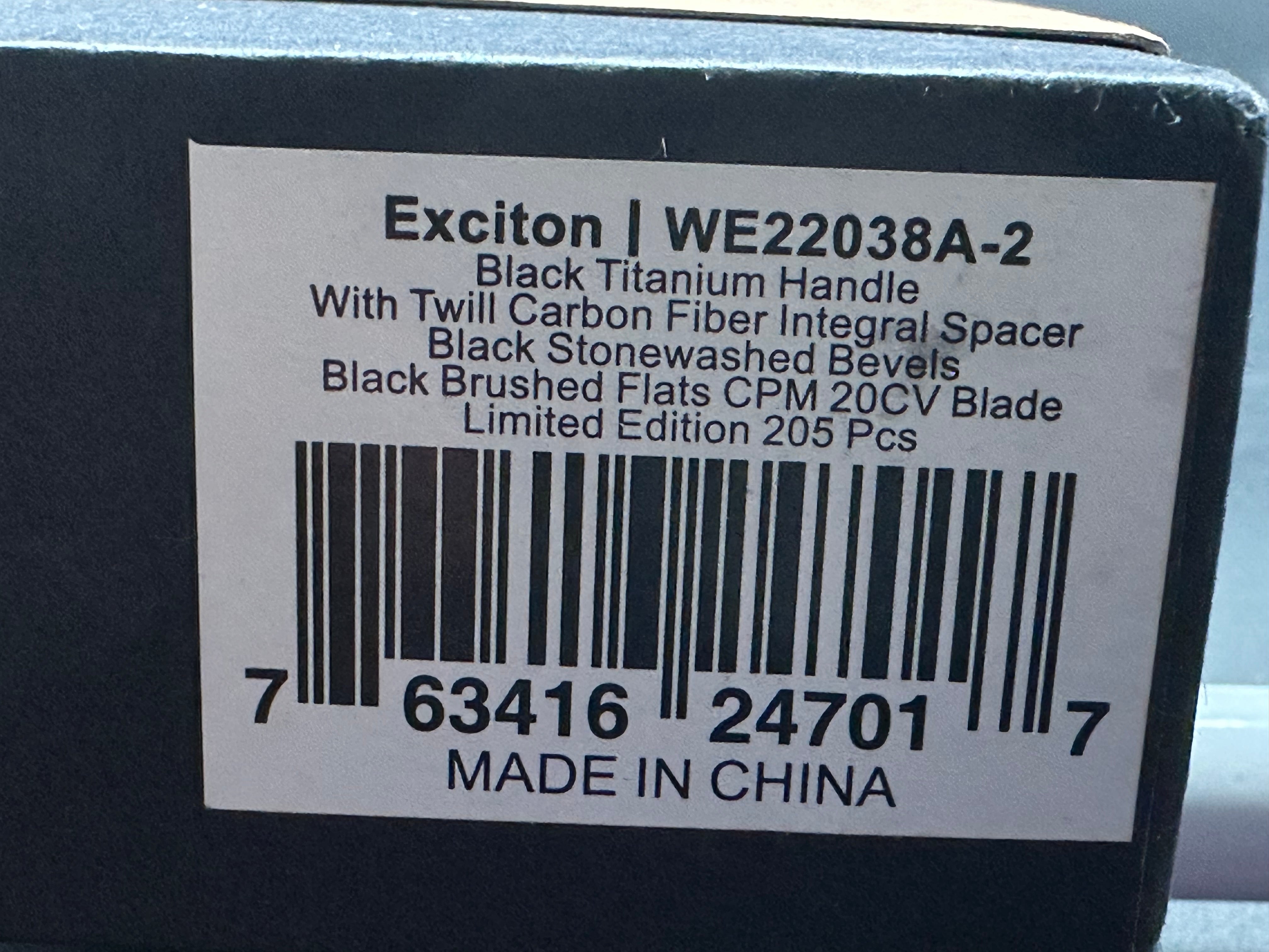 WE Knife Co. Exciton Limited Edition Knife Black Ti/CF (3.7" Black)