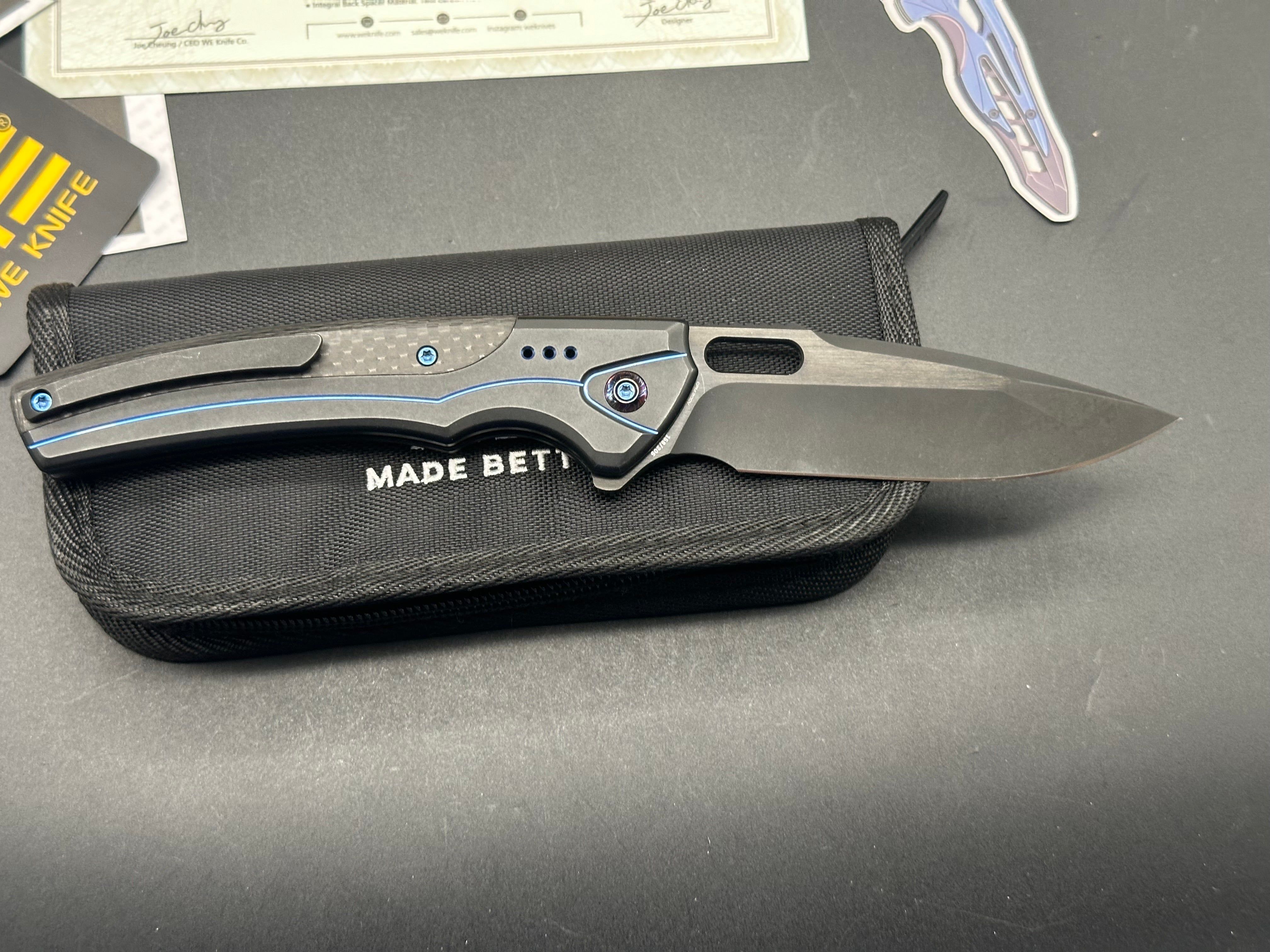 WE Knife Co. Exciton Limited Edition Knife Black Ti/CF (3.7" Black)