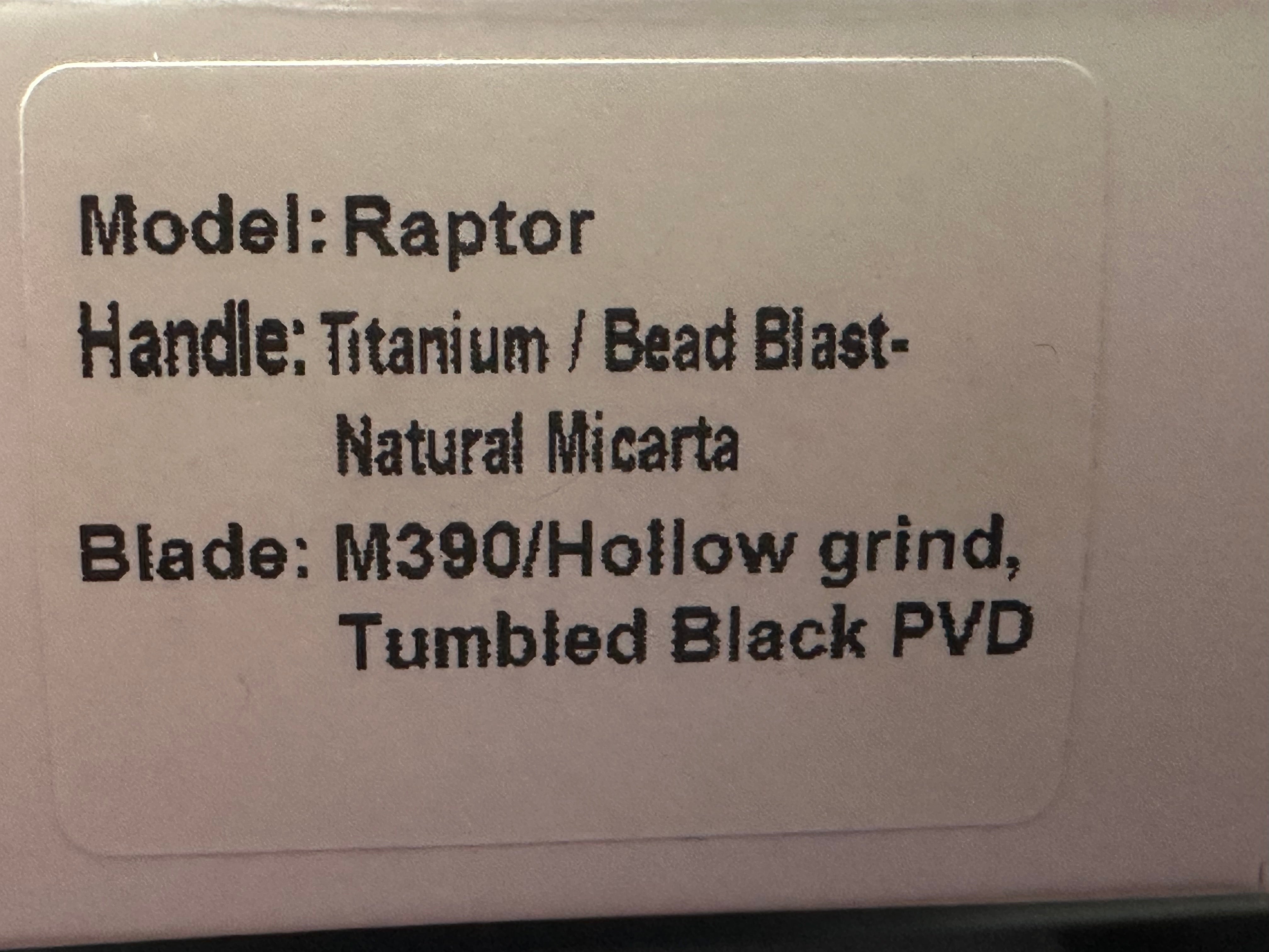 BRIAN BROWN KNIVES RAPTOR V2 NATURAL MICARTA FOLDING KNIFE 3.5" M390 TUMBLED PVD