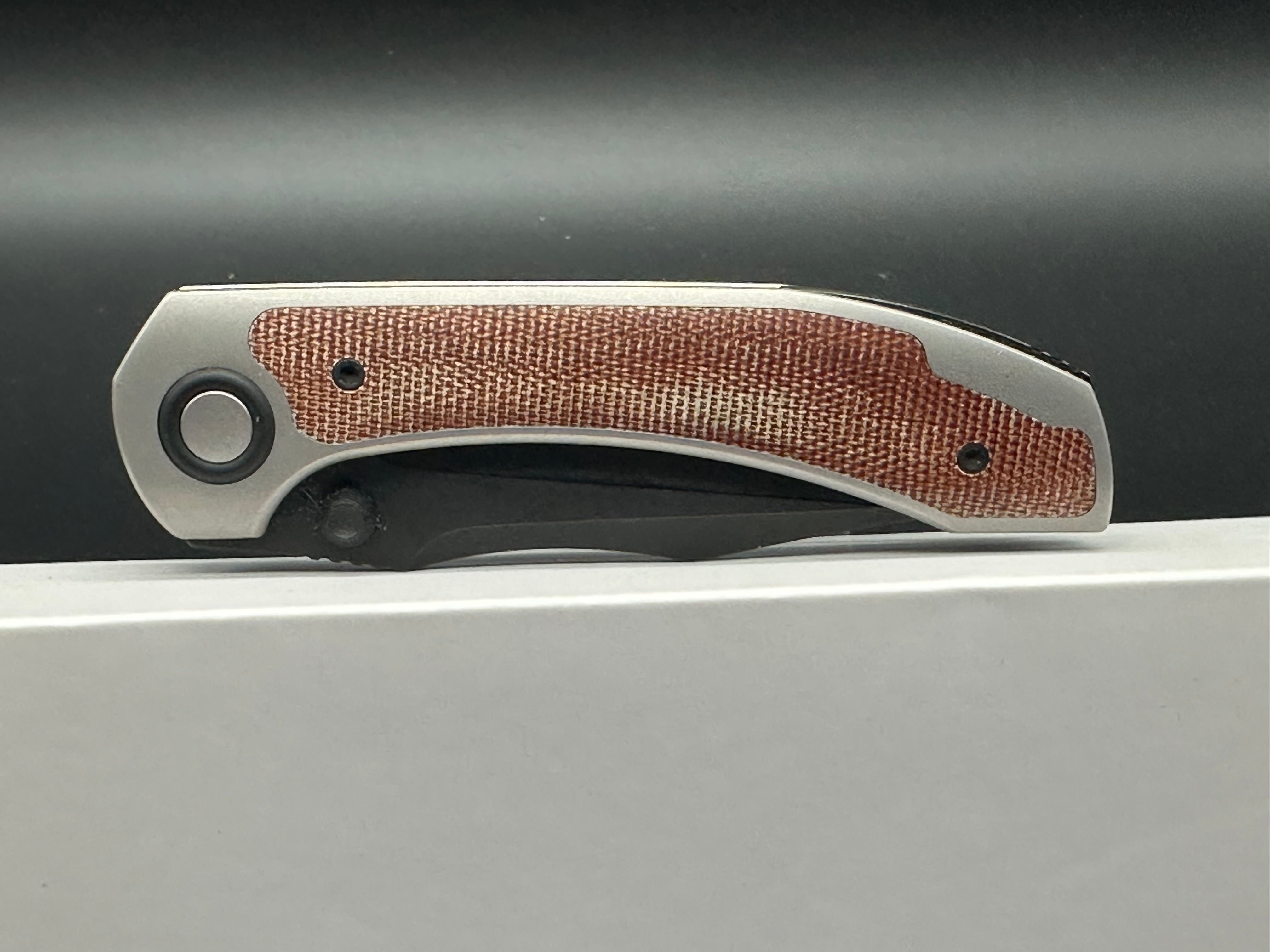 BRIAN BROWN KNIVES RAPTOR V2 NATURAL MICARTA FOLDING KNIFE 3.5" M390 TUMBLED PVD