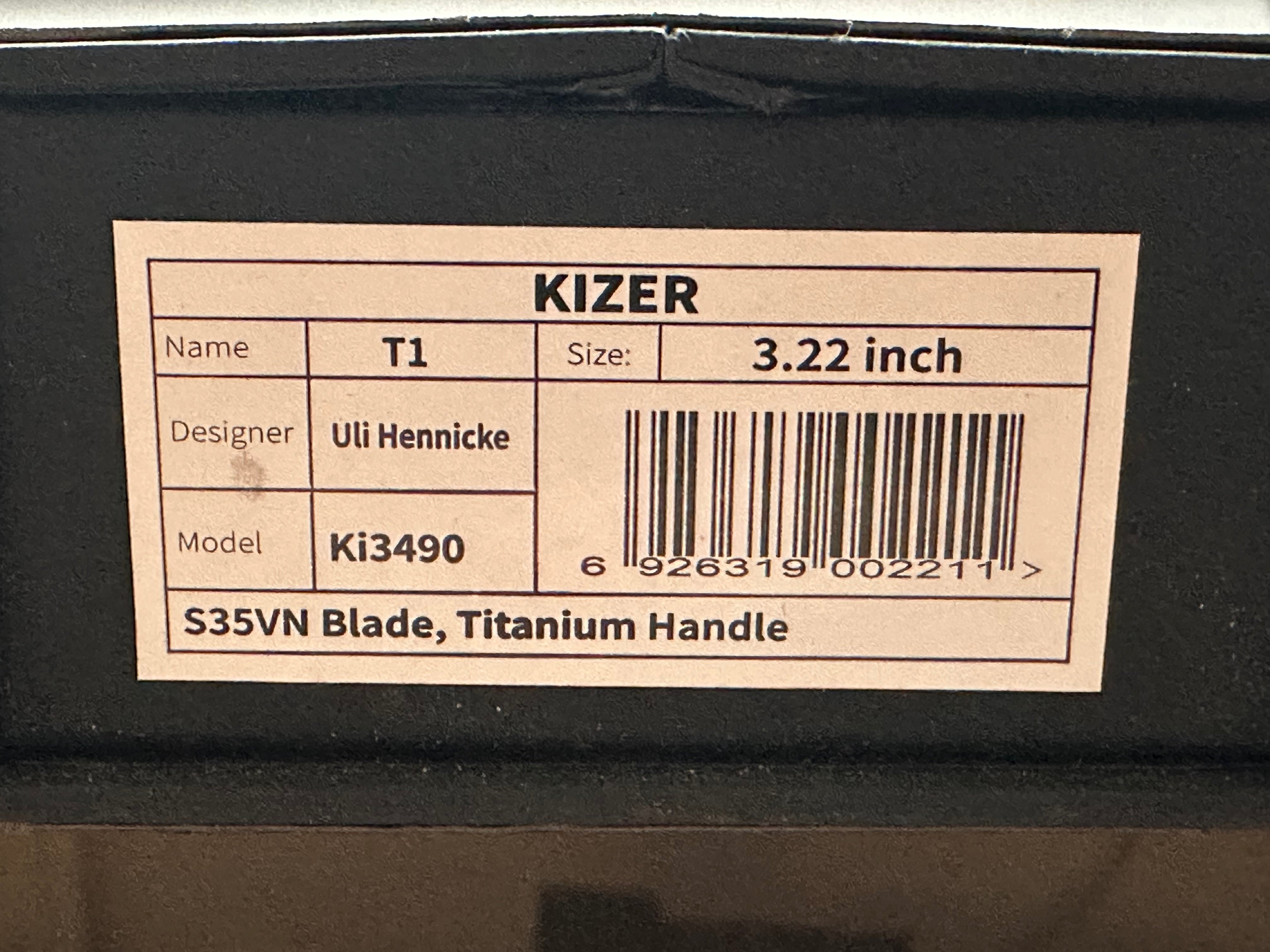 Kizer T1, Stonewashed CPM-S35VN Blade, Titanium Handles, Backspacer and Pocket Clip