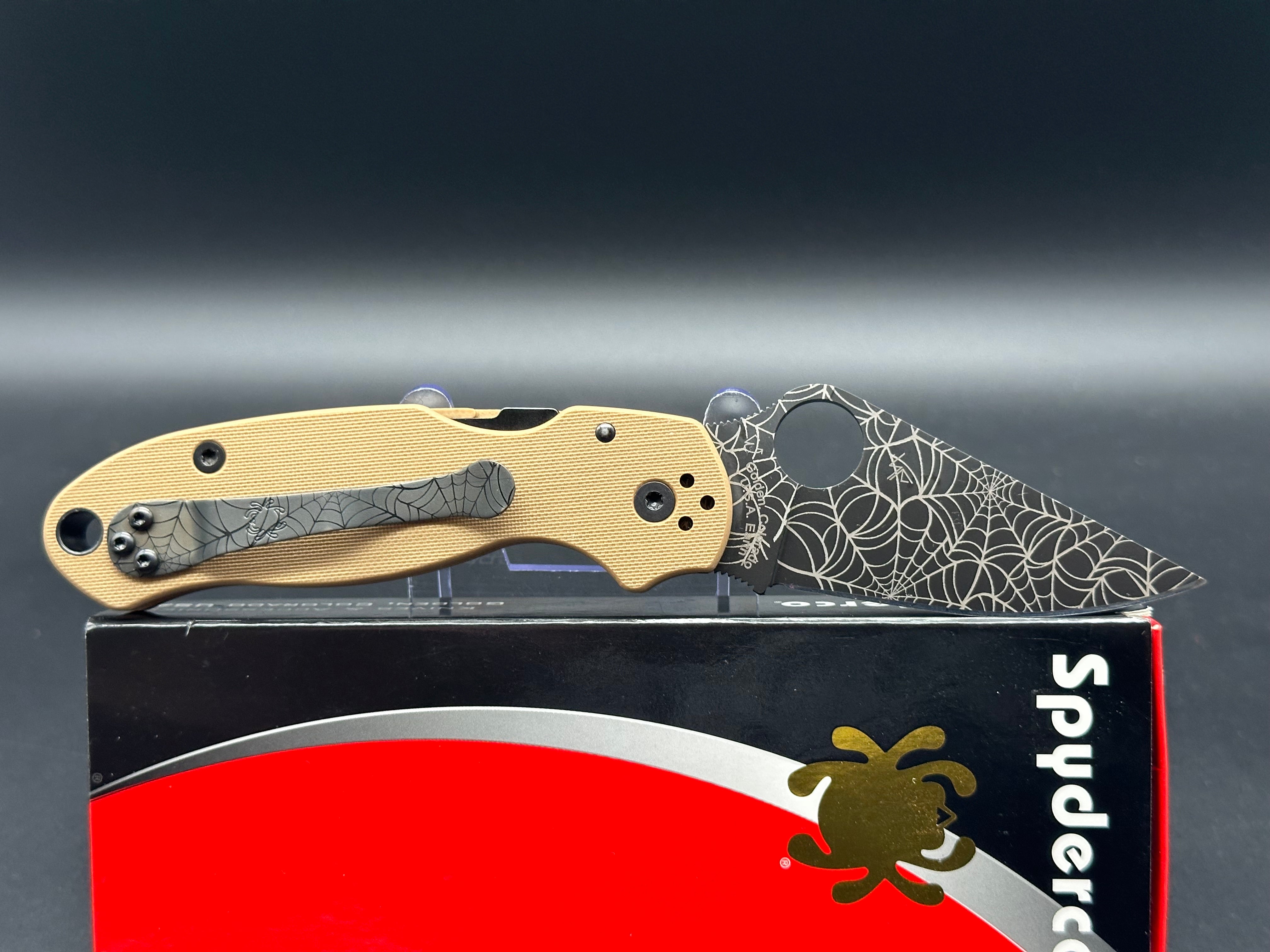 Spyderco Para 3 Tan G10 scales S45vn