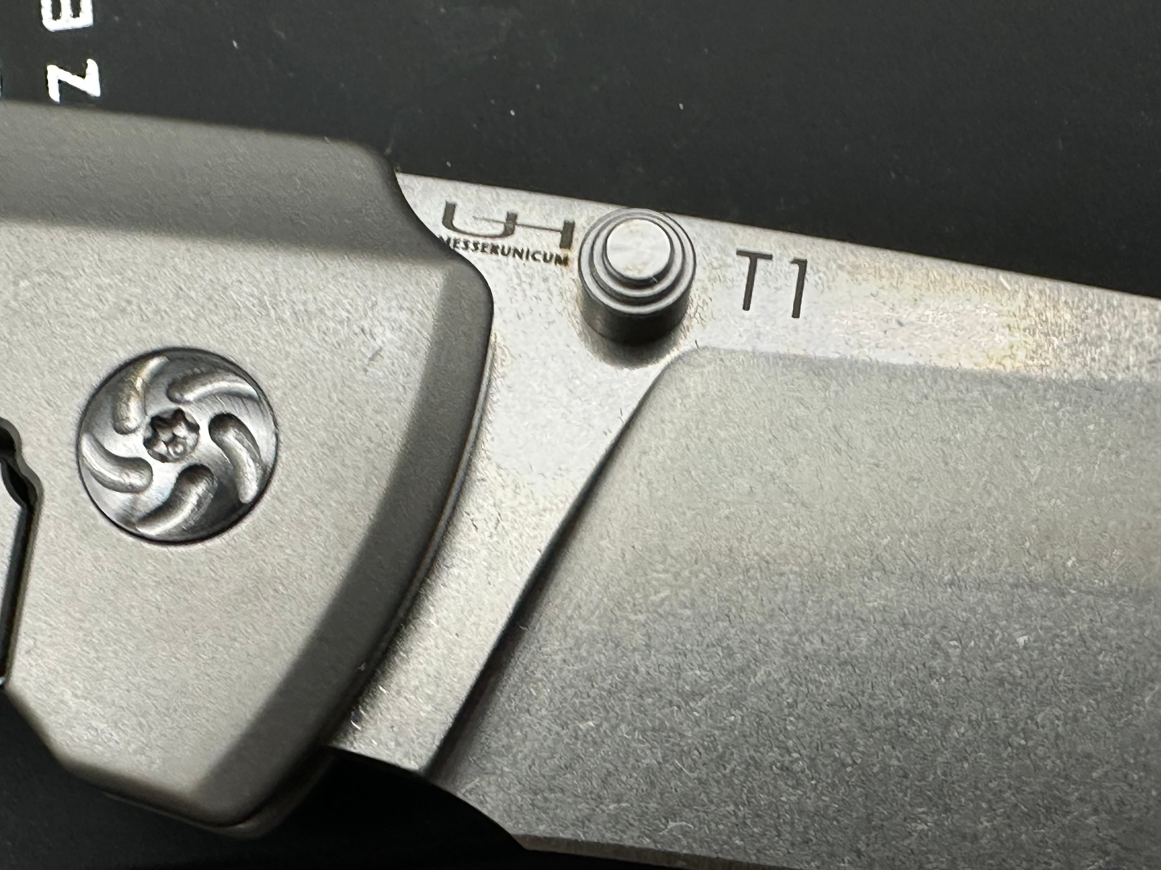 Kizer T1, Stonewashed CPM-S35VN Blade, Titanium Handles, Backspacer and Pocket Clip