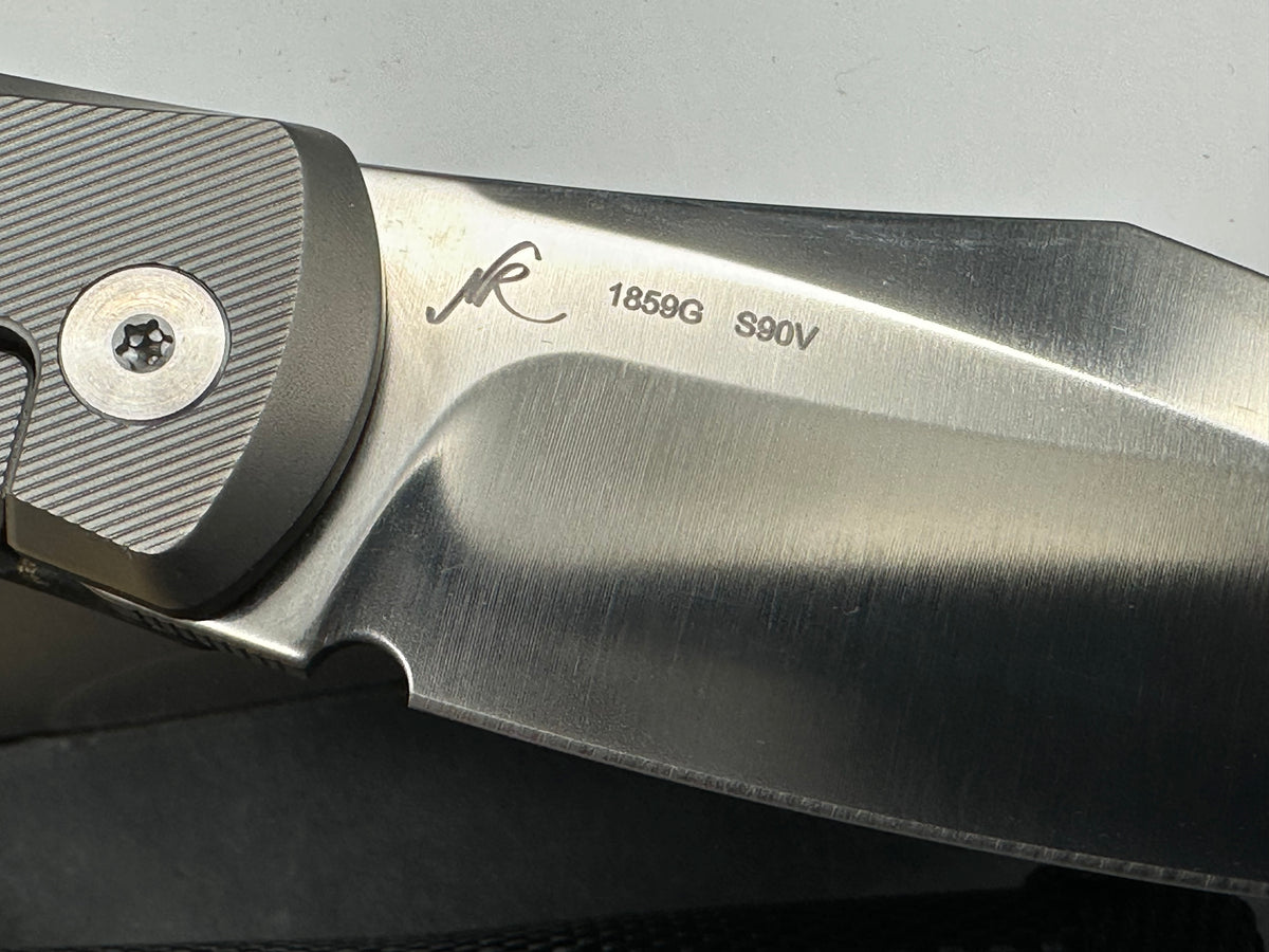Artisan Cutlery Weyden Folding Knife Gold Flake Carbon Fiber/Titanium Handle S90V Drop Point Plain Edge