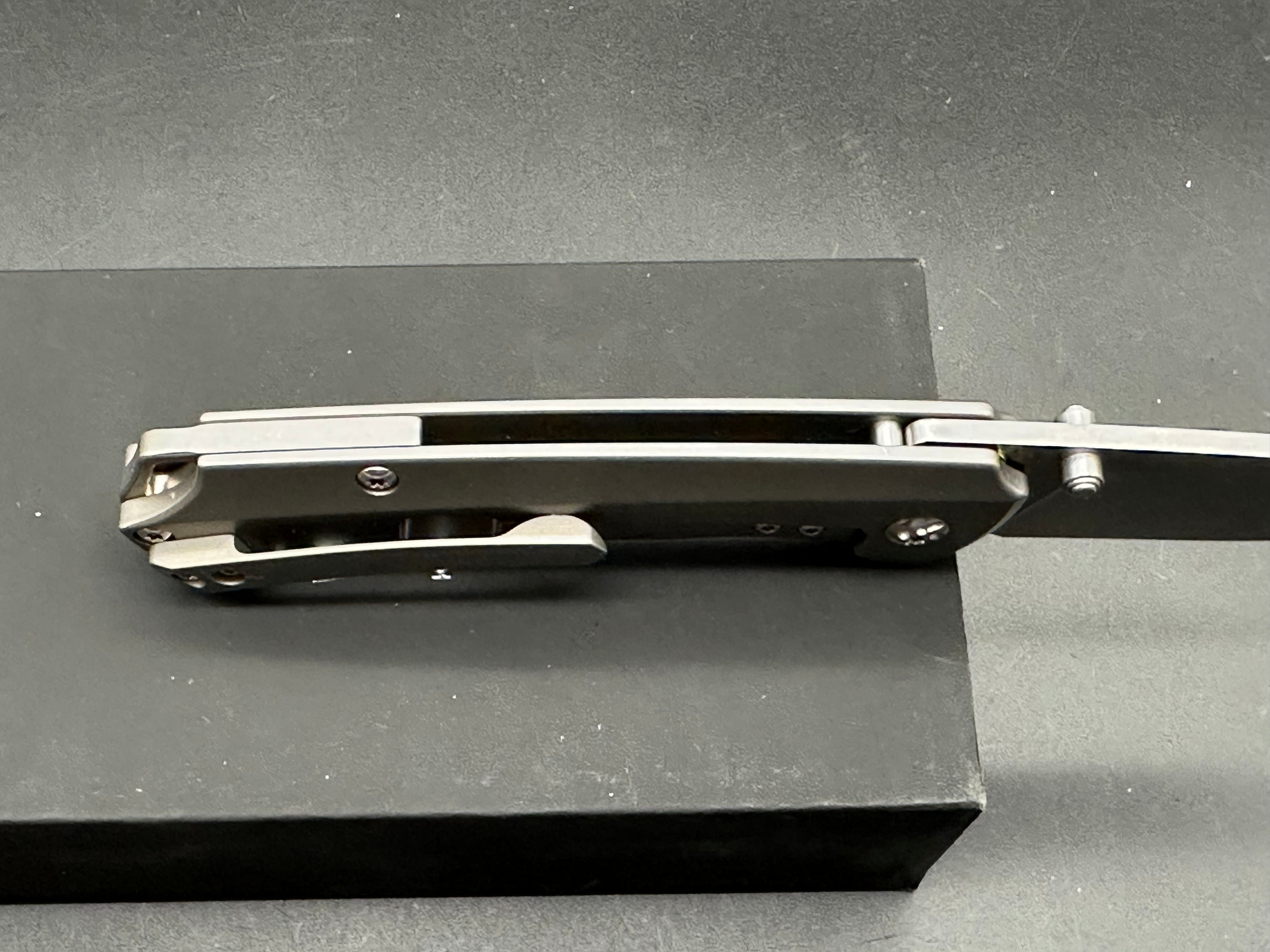 Kizer T1, Stonewashed CPM-S35VN Blade, Titanium Handles, Backspacer and Pocket Clip