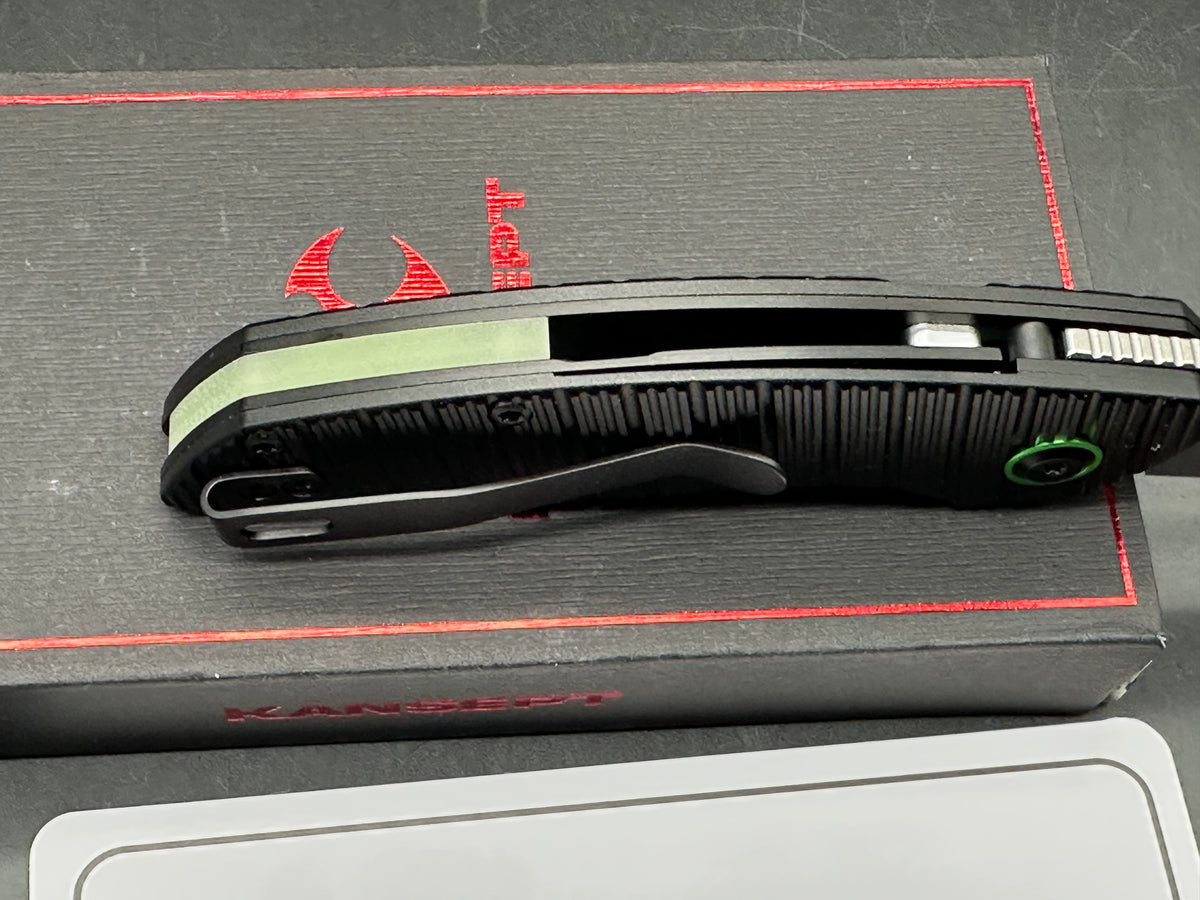 Kansept Link Folding Knife Black Aluminum Handle 3.0" Satin 14C28N Plain Edge