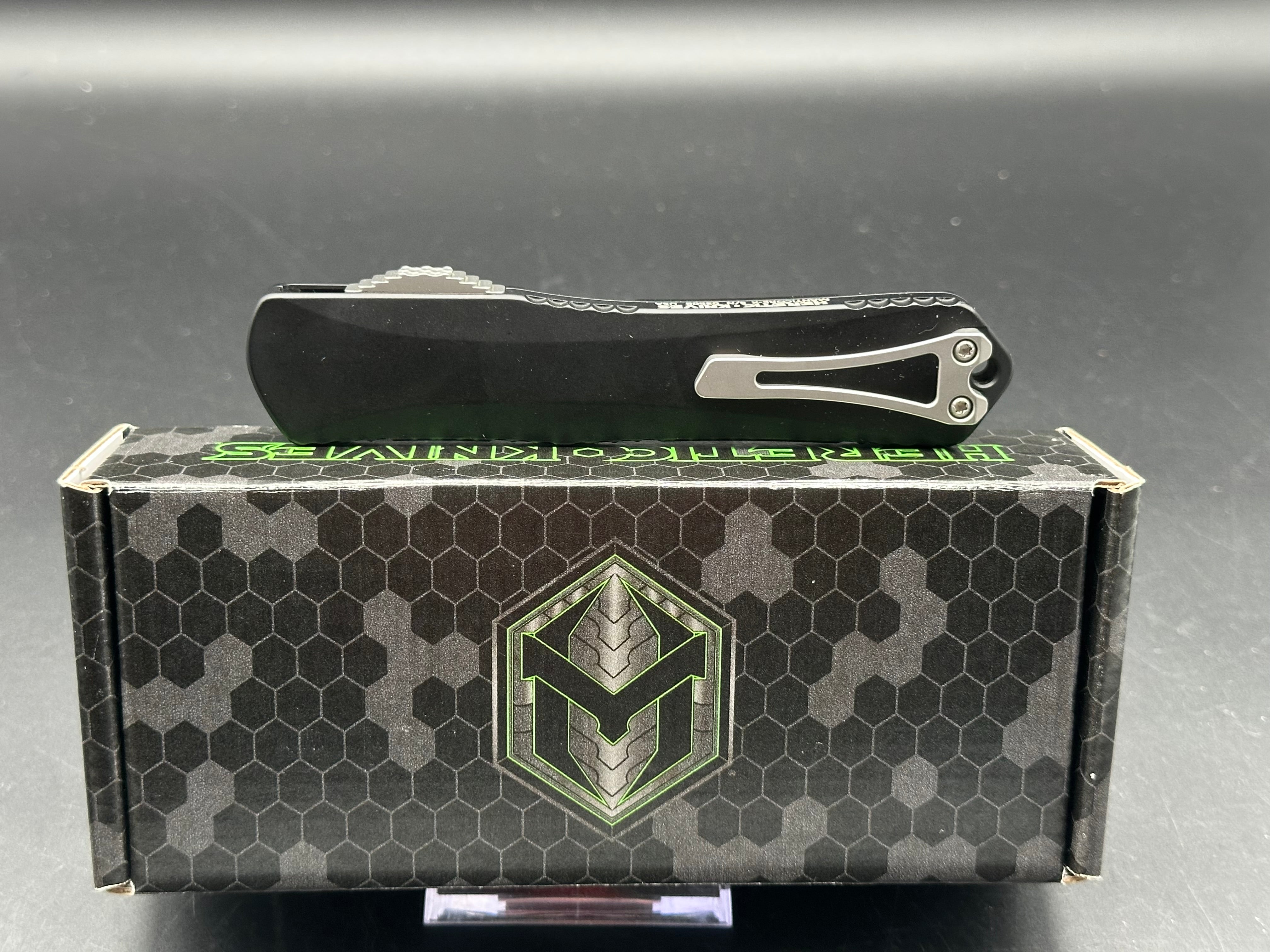 Heretic Knives Manticore X Tanto OTF Black (3.75" Stonewash) MagnaCut