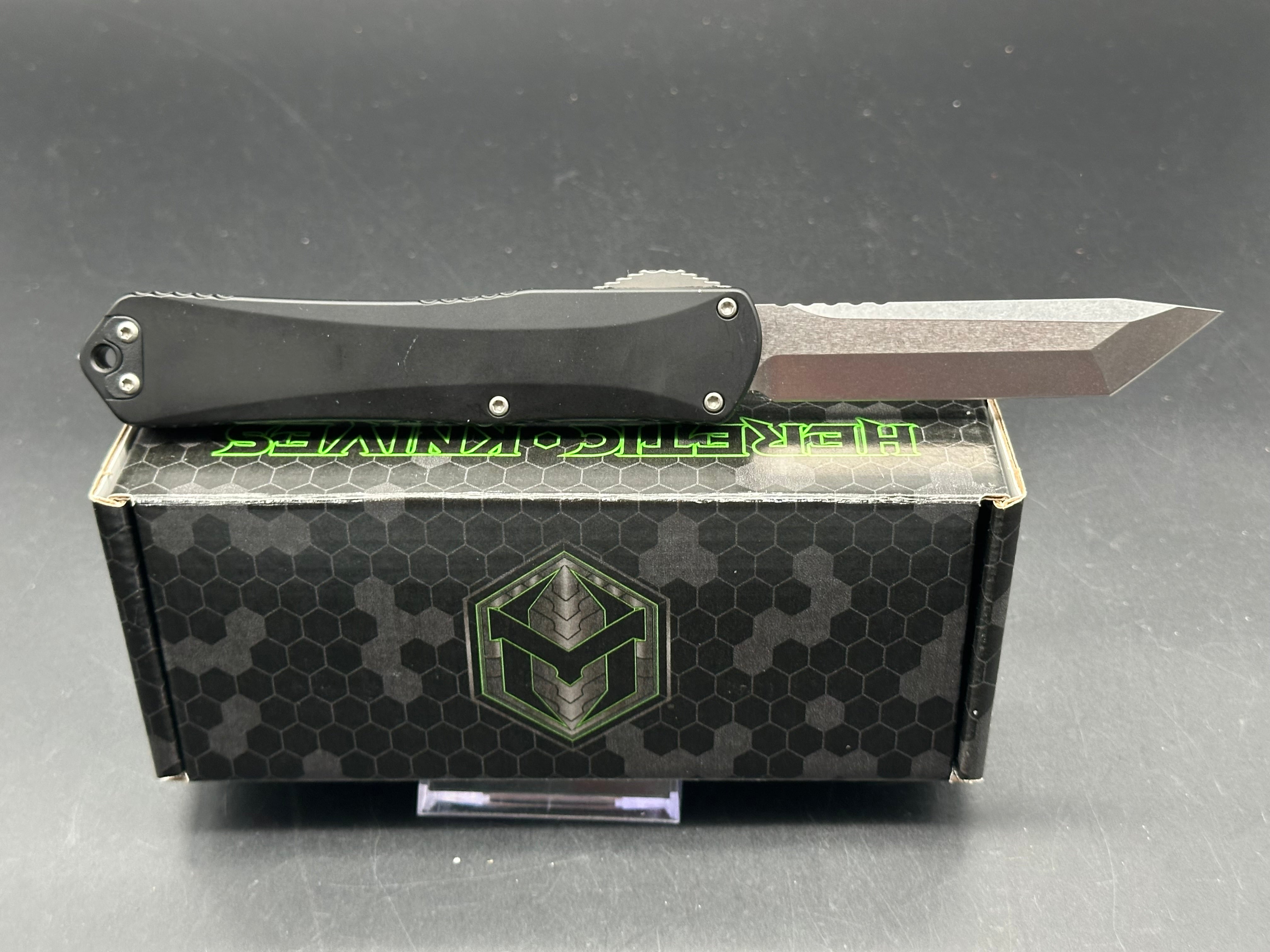 Heretic Knives Manticore X Tanto OTF Black (3.75" Stonewash) MagnaCut