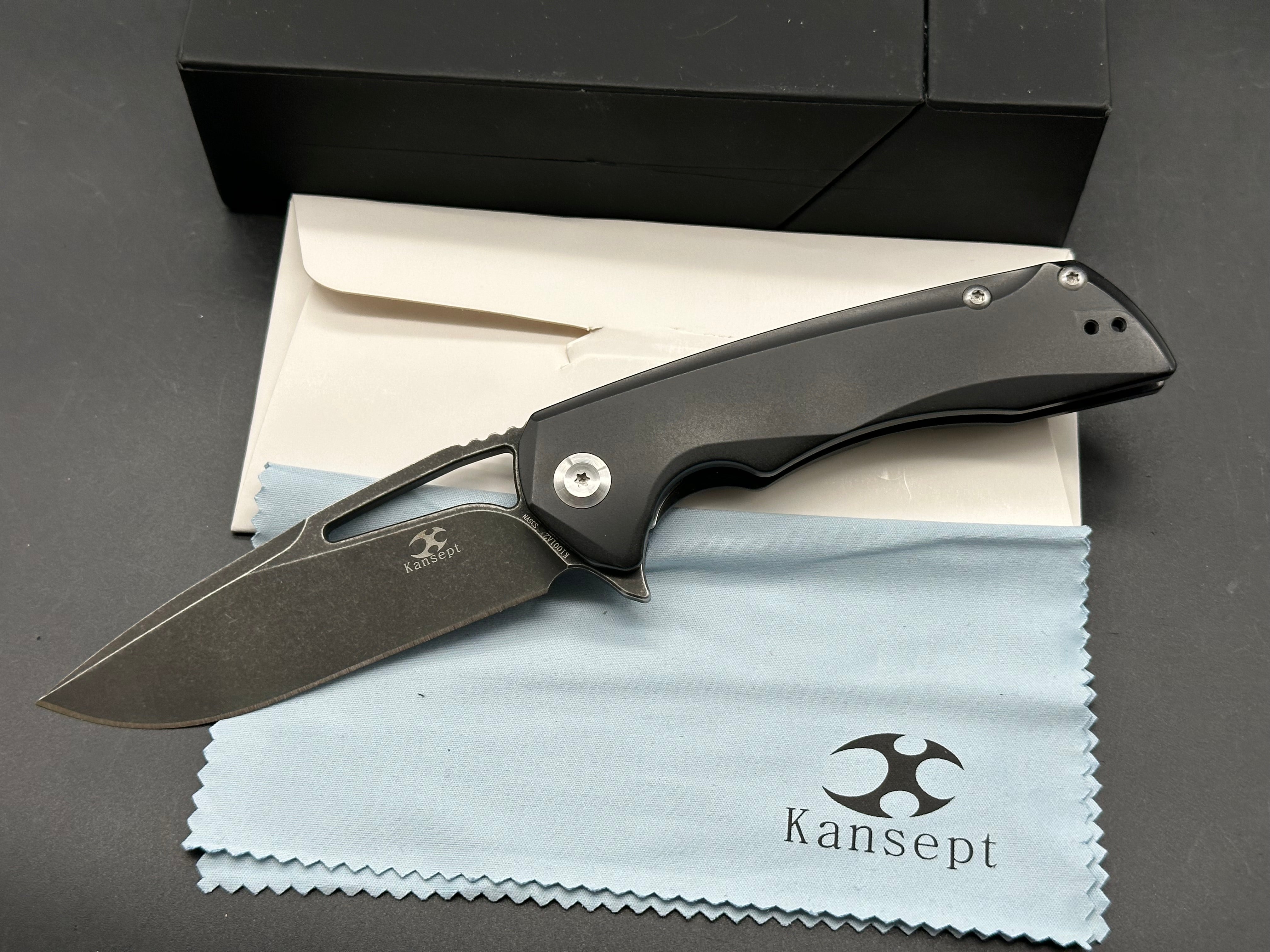 Kansept Knives Kyro Frame Lock Knife Black Titanium (3.58" Black)