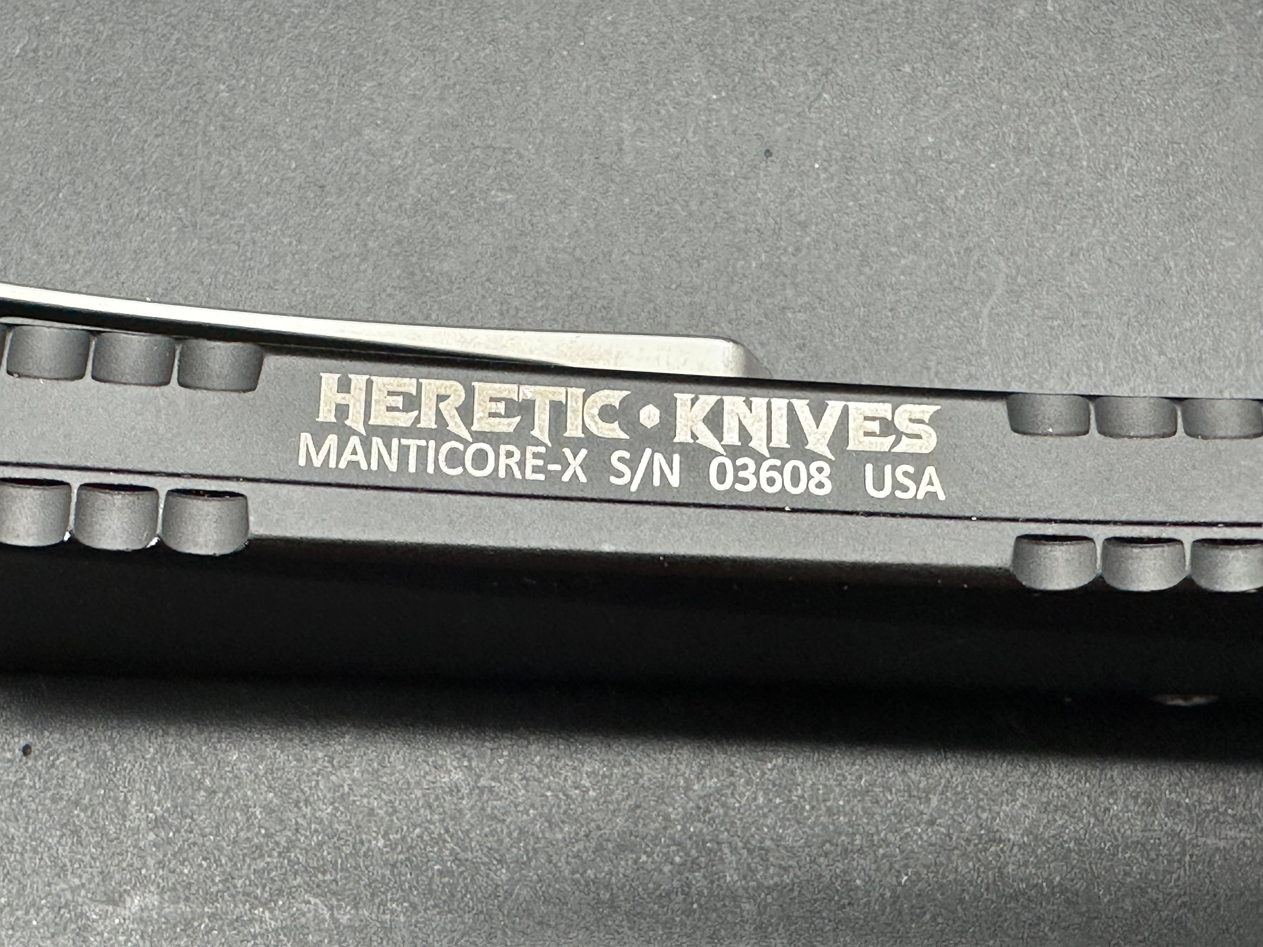 Heretic Knives Manticore X Tanto OTF Black (3.75" Stonewash) MagnaCut
