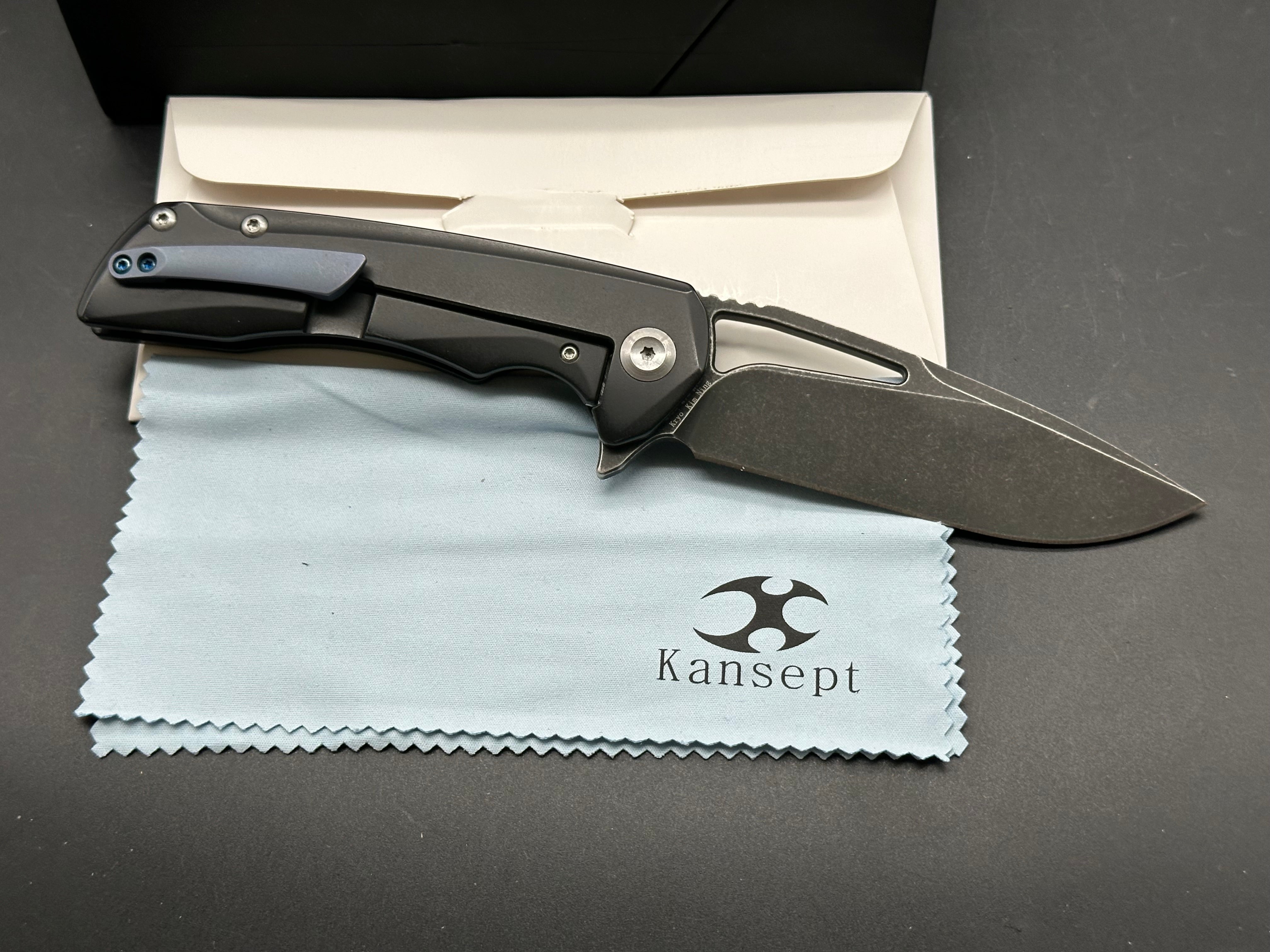 Kansept Knives Kyro Frame Lock Knife Black Titanium (3.58" Black)
