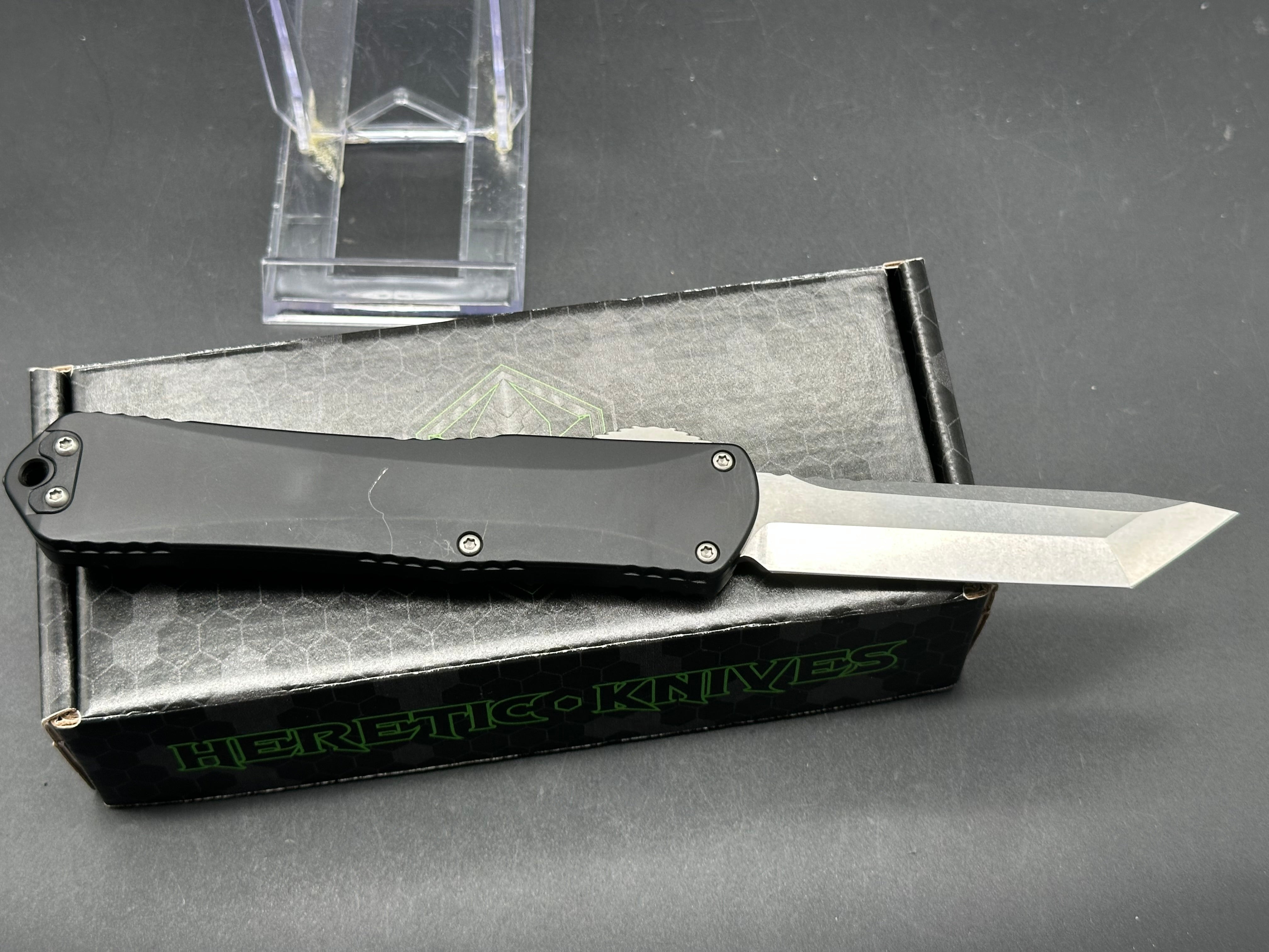 Heretic Knives Manticore X Tanto OTF Black (3.75" Stonewash) MagnaCut