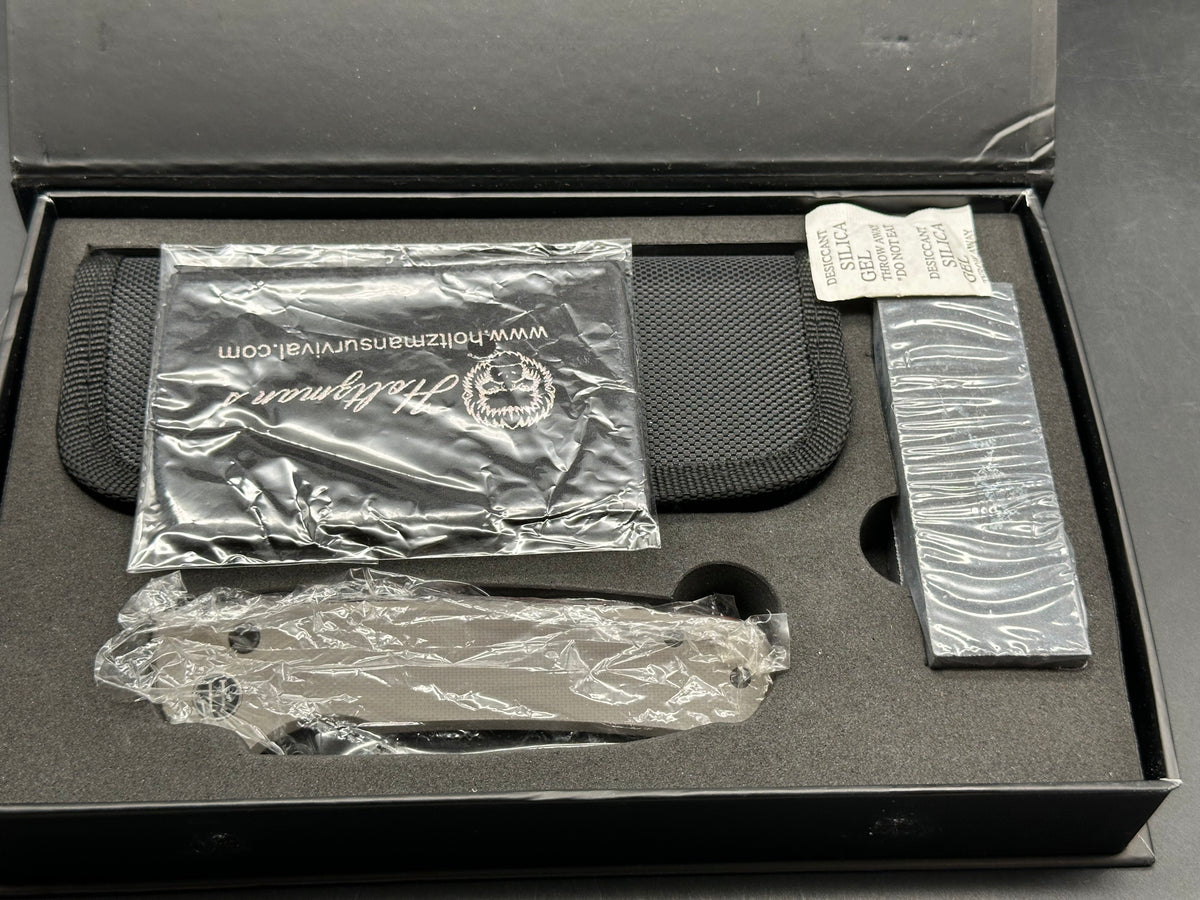 Holtzman's Gorilla Survival Loyalist Folding Pocket Knife with Sharpening Stone and Case (Black+Red) button lock D2 steel blade