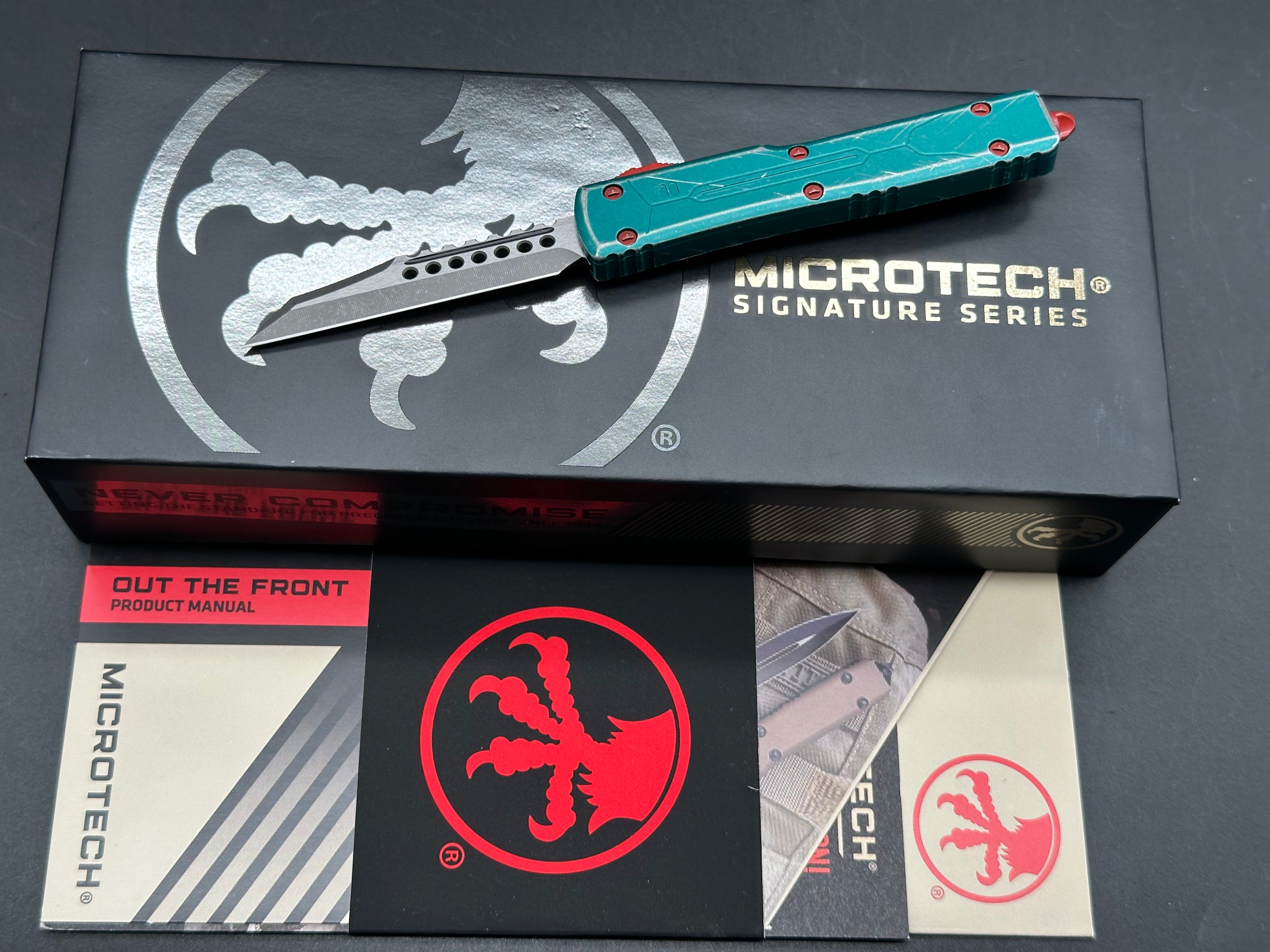 Microtech UTX-70 Warhound OTF Knife Green Bounty Hunter (2.4" Apocalyptic)