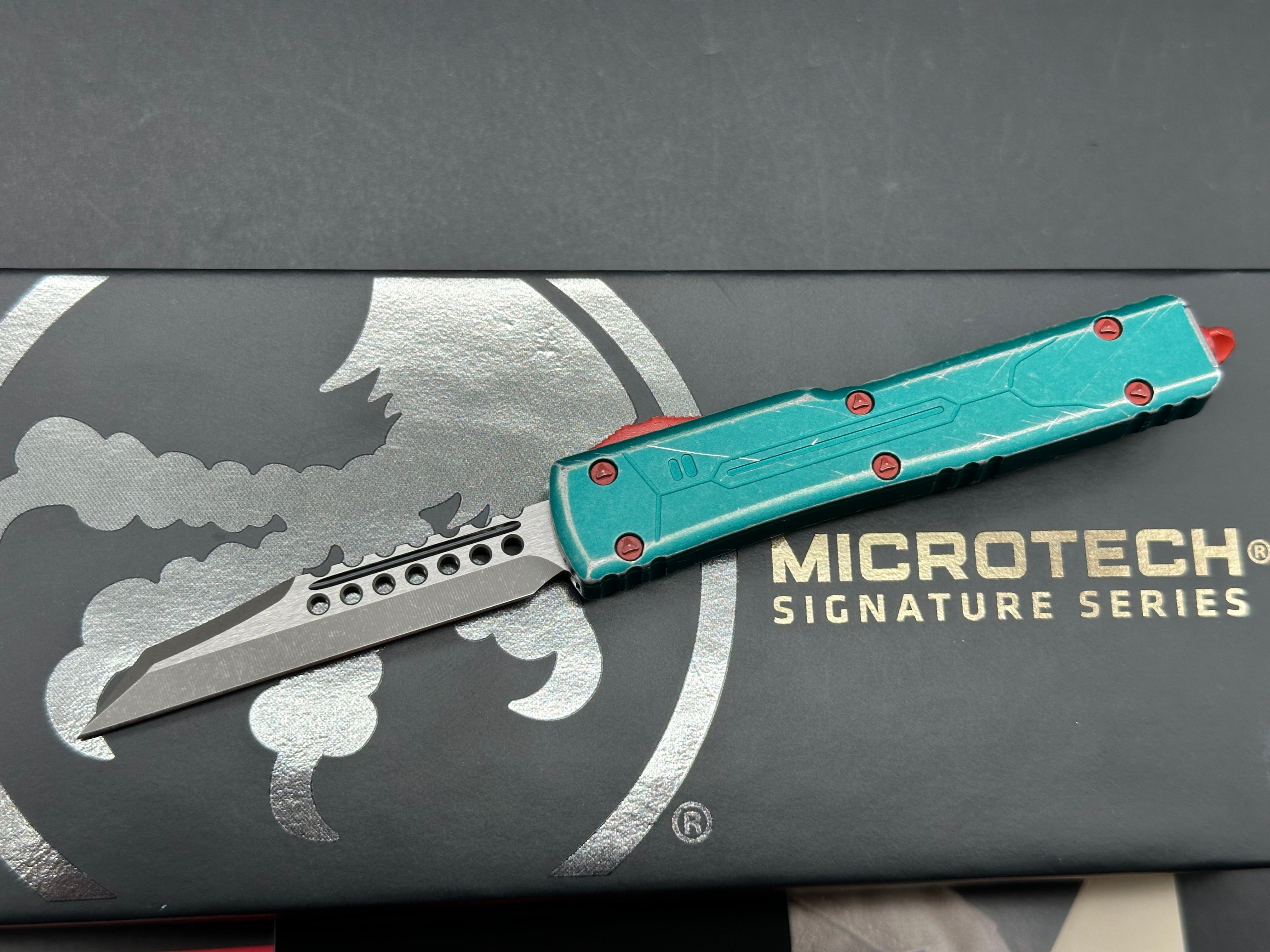 Microtech UTX-70 Warhound OTF Knife Green Bounty Hunter (2.4" Apocalyptic)