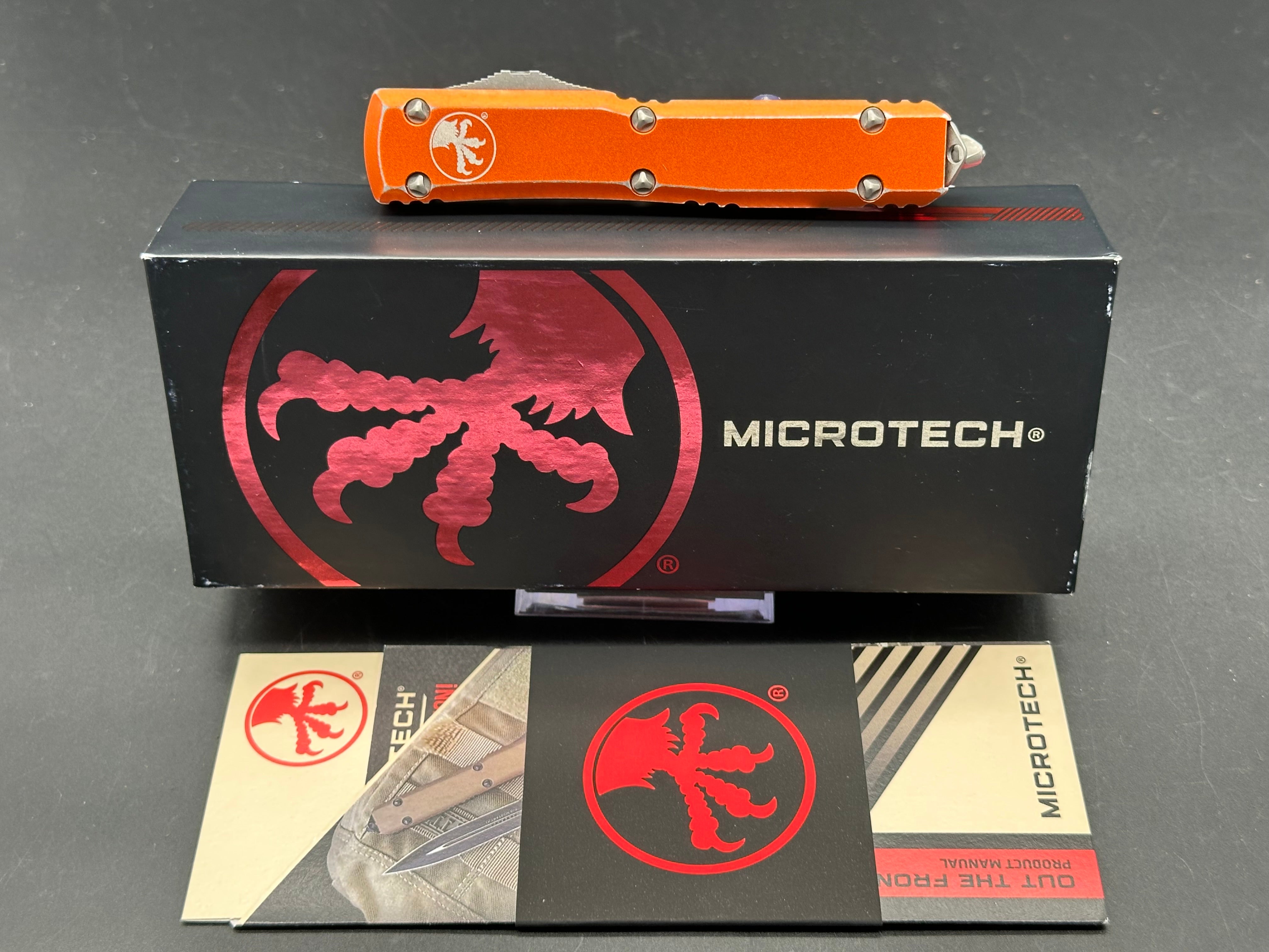 Microtech UTX-85 S/E OTF Automatic Knife Distressed Orange (3.1" Apocalyptic)