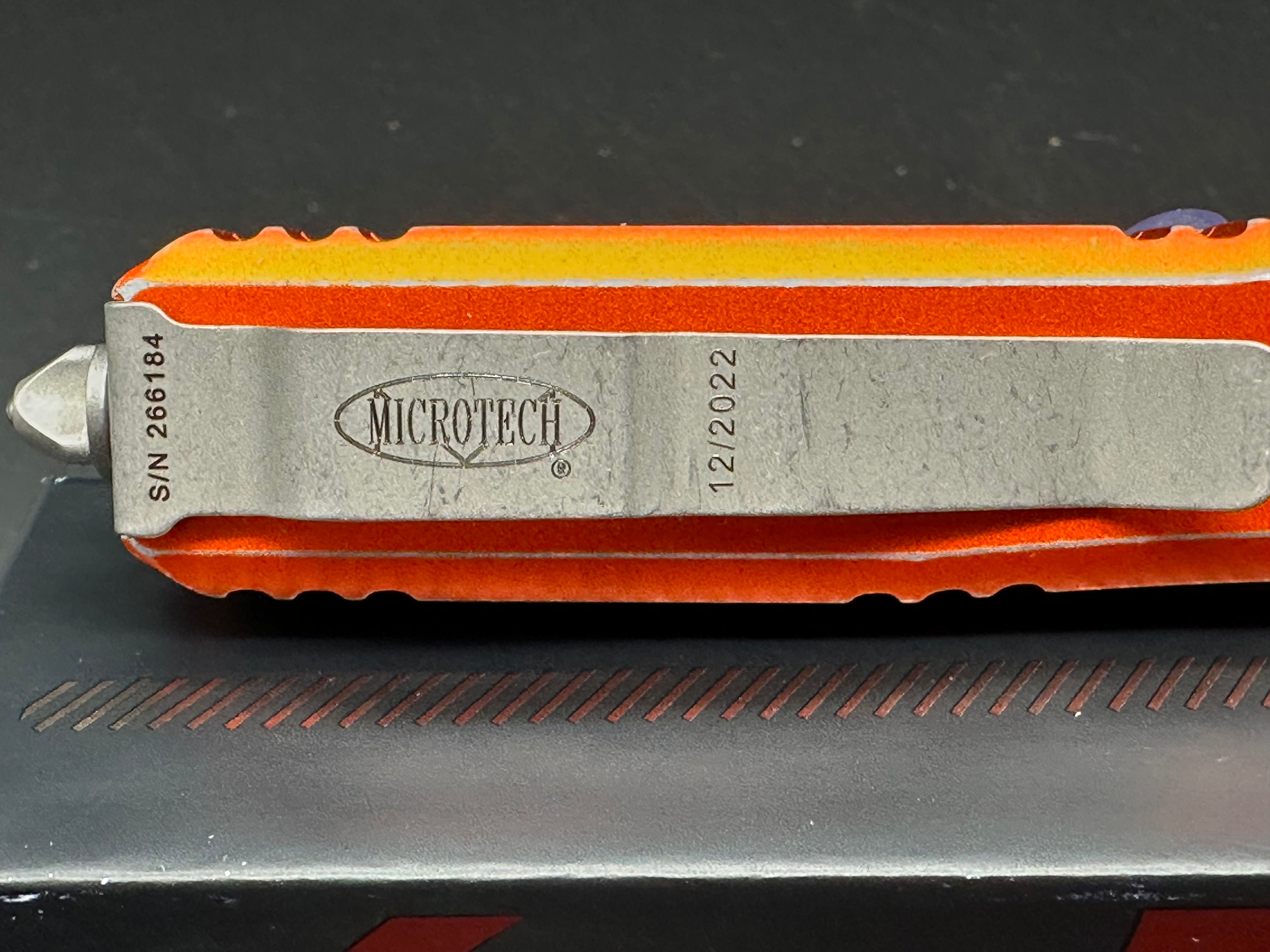 Microtech UTX-85 S/E OTF Automatic Knife Distressed Orange (3.1" Apocalyptic)