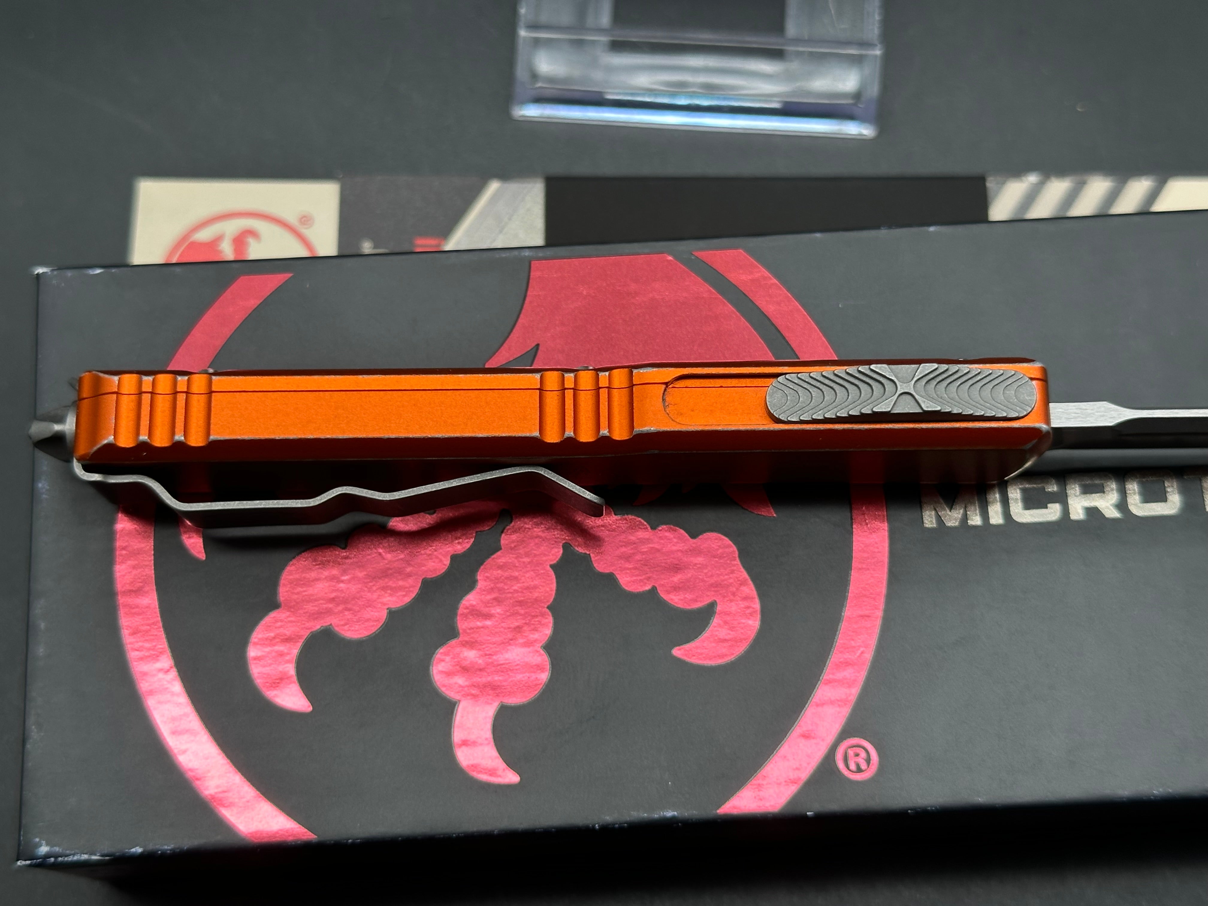 Microtech UTX-85 S/E OTF Automatic Knife Distressed Orange (3.1" Apocalyptic)