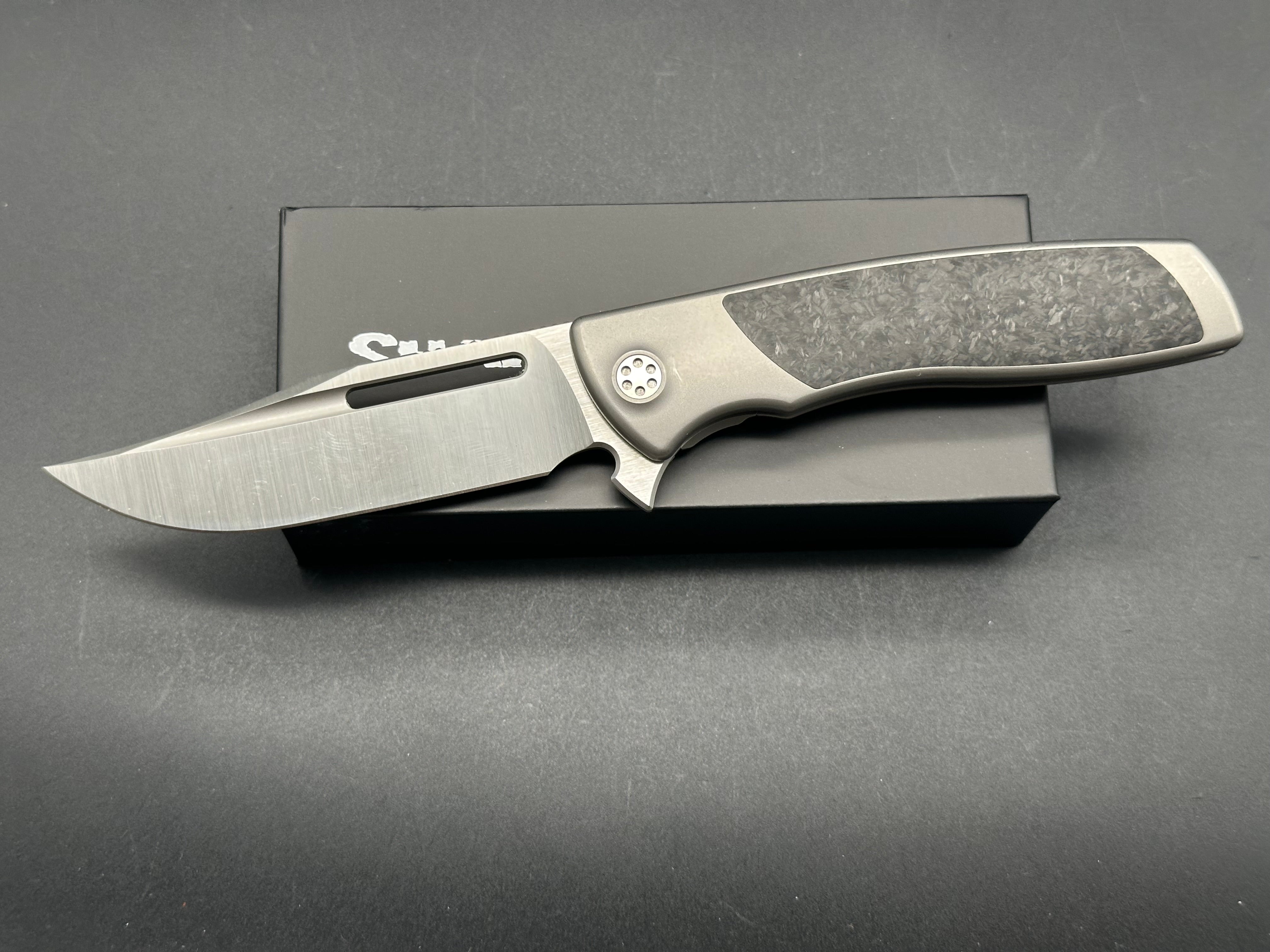 Sharp By Design Evo Typhoon Bowie Titanium/CF handle M390 blade