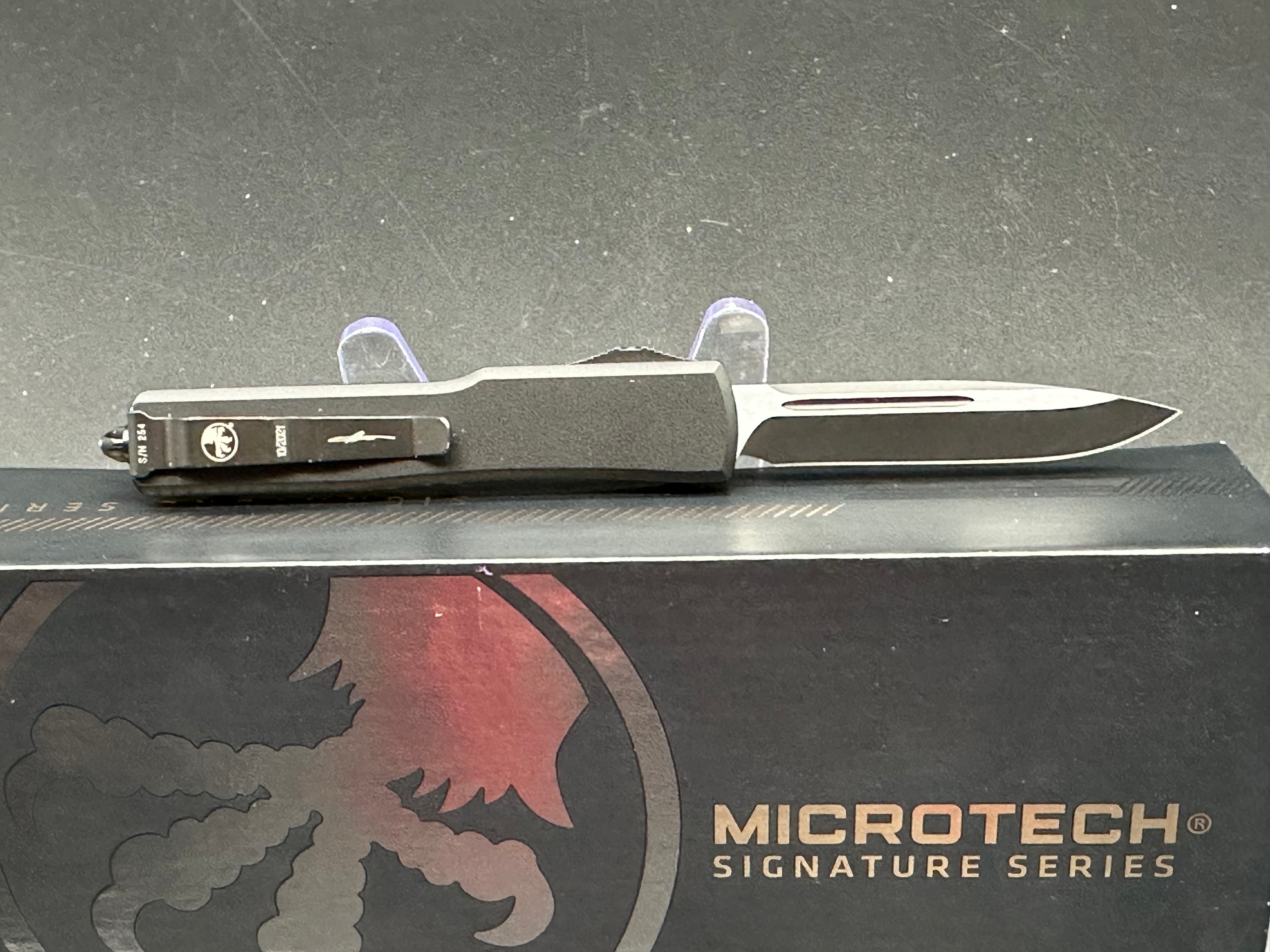 Microtech Signature Series UTX-70 S/E OTF Auto Knife Jade G-10 (2.4" Black)