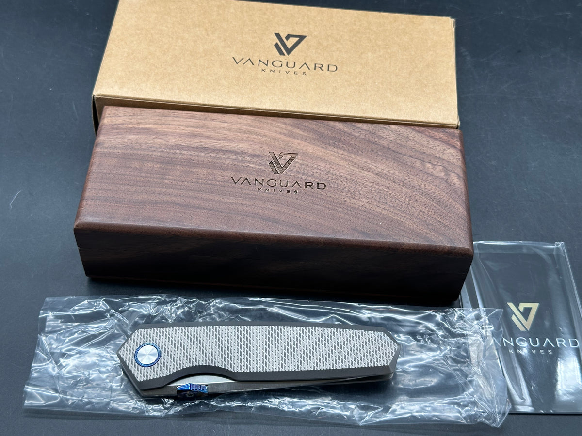 Vanguard Jaeger Folding Knife Gray Titanium Handle Satin Vanax Blade 8.27' Overall length