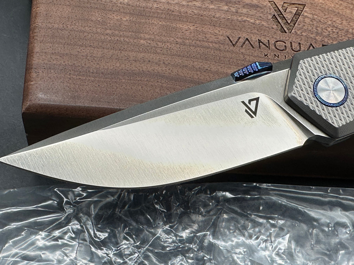 Vanguard Jaeger Folding Knife Gray Titanium Handle Satin Vanax Blade 8.27' Overall length
