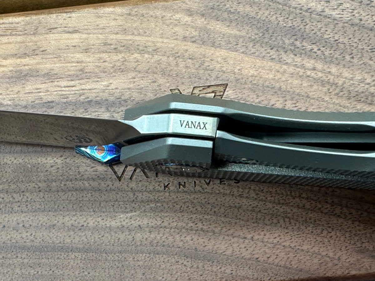 Vanguard Jaeger Folding Knife Gray Titanium Handle Satin Vanax Blade 8.27' Overall length