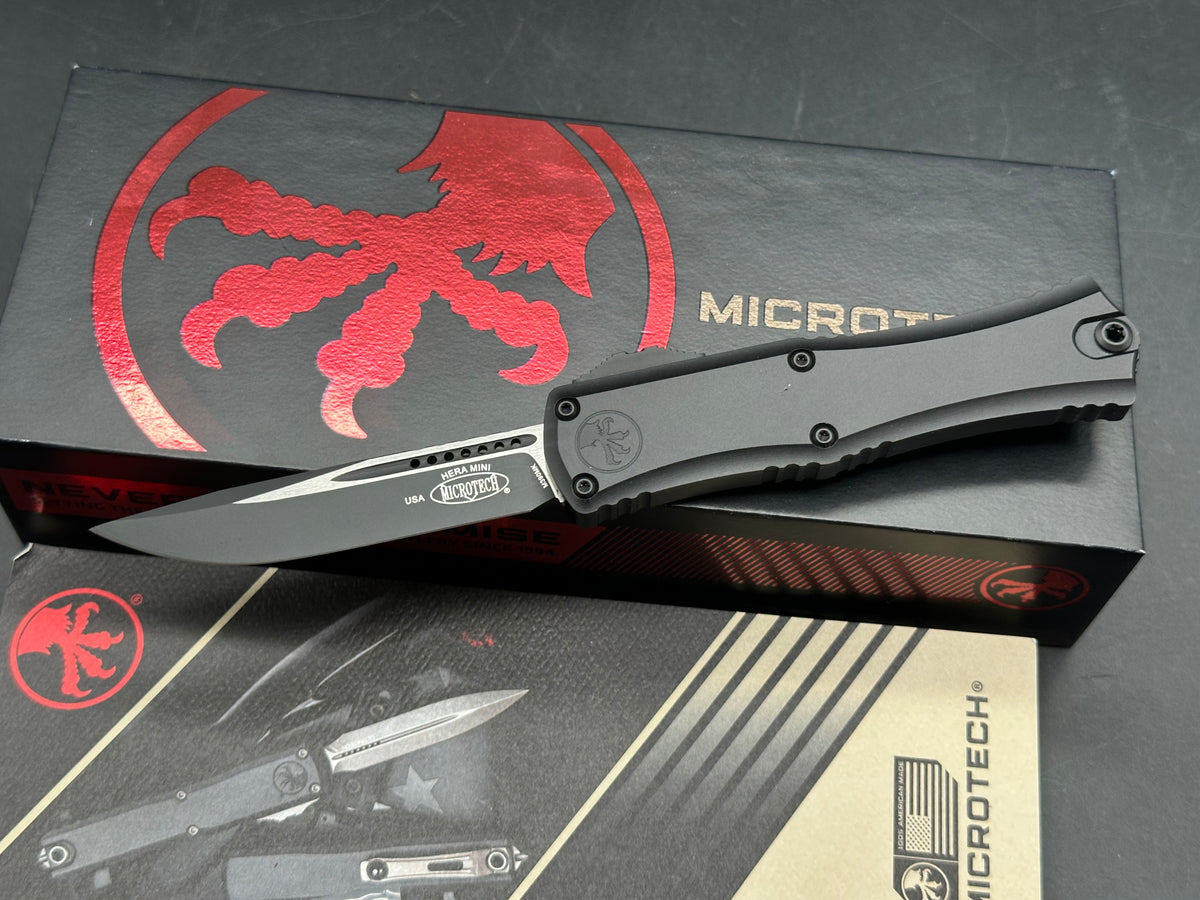 Microtech Hera II Mini S/E OTF Automatic Knife Black Aluminum (2.9" Black)