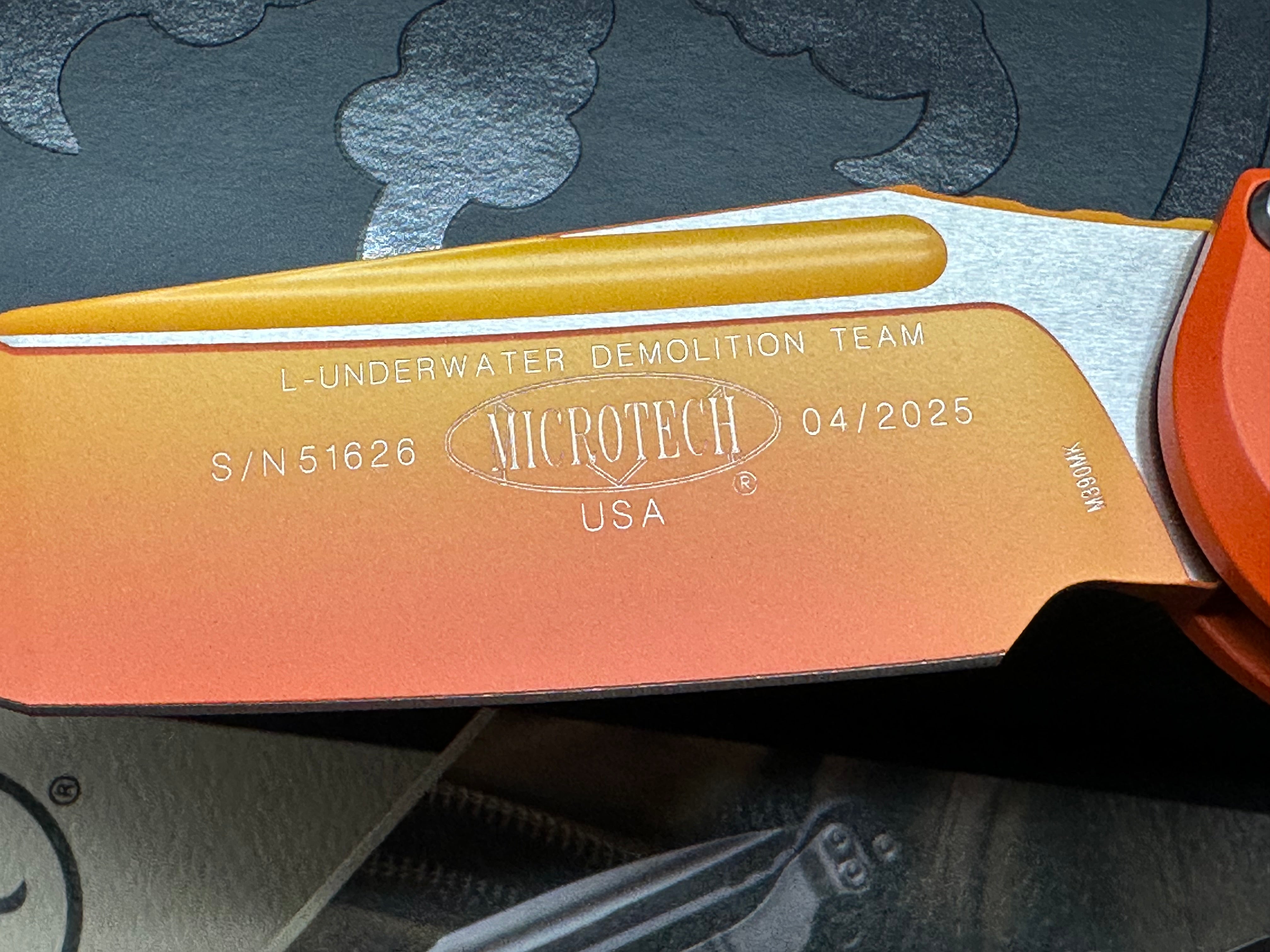 MICROTECH LUDT OTS KNIFE- SUNRISE FINISHED HANDLE- SUNRISE FINISHED BLADE