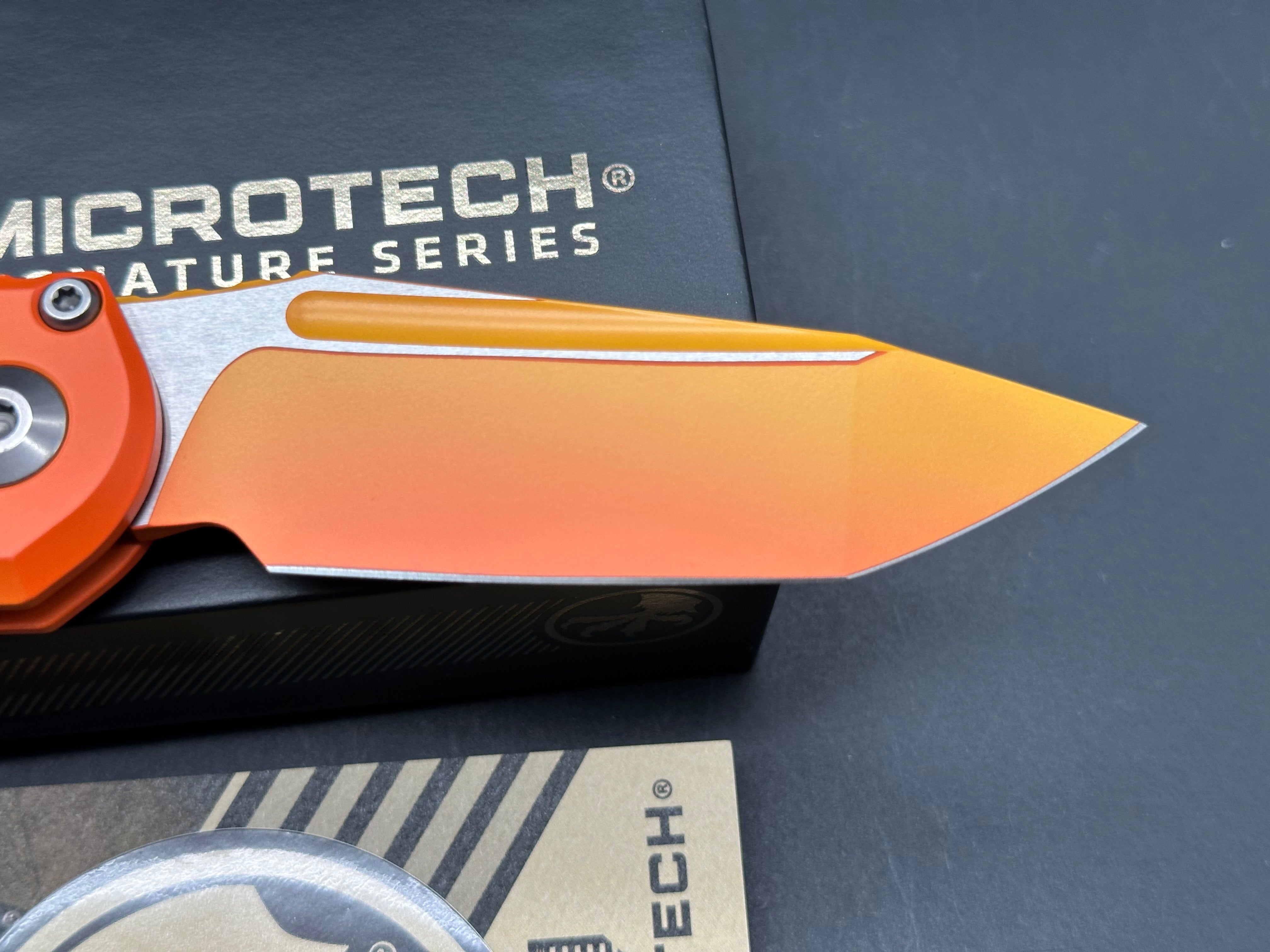 MICROTECH LUDT OTS KNIFE- SUNRISE FINISHED HANDLE- SUNRISE FINISHED BLADE