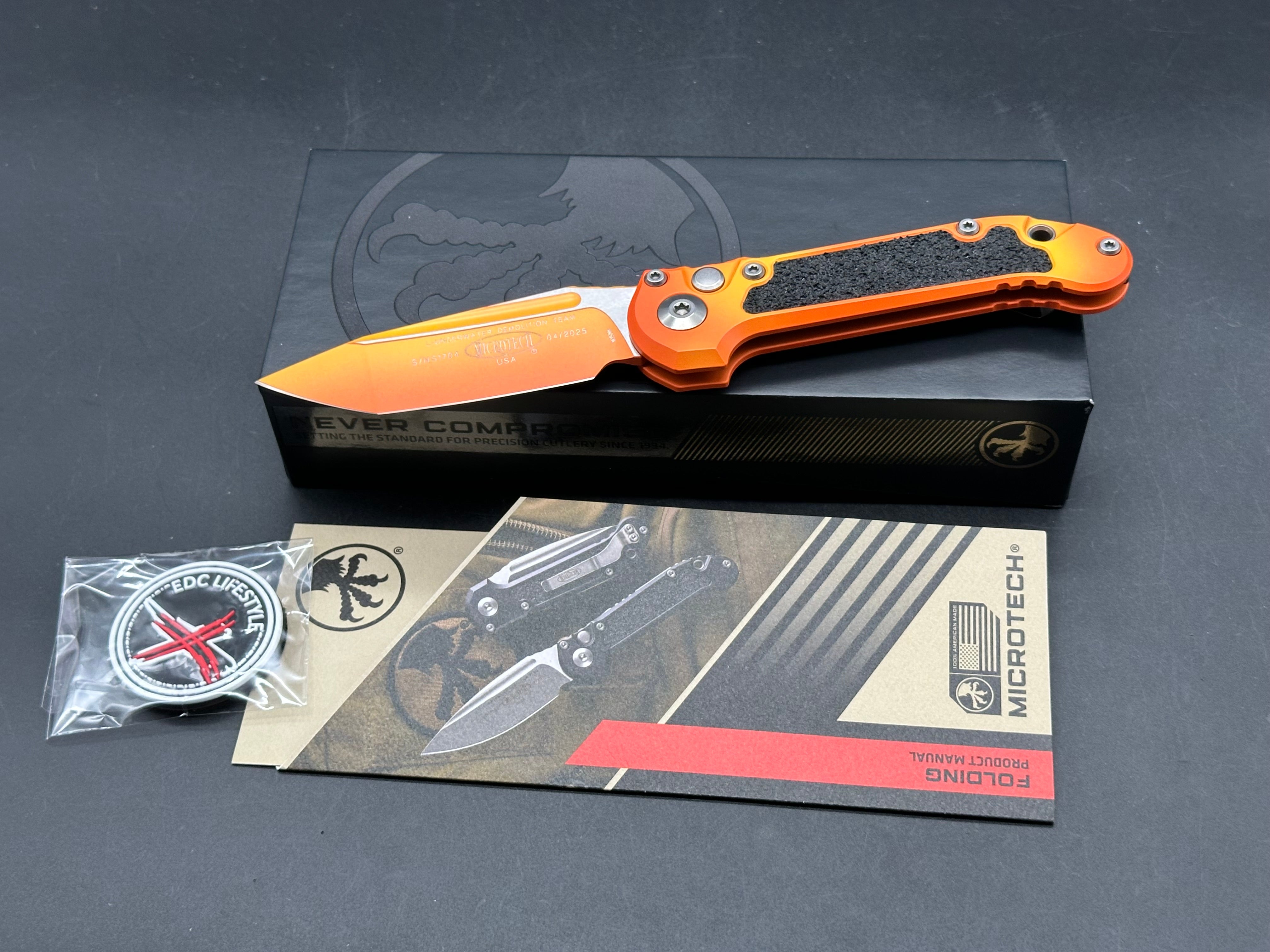 MICROTECH LUDT OTS KNIFE- SUNRISE FINISHED HANDLE- SUNRISE FINISHED BLADE