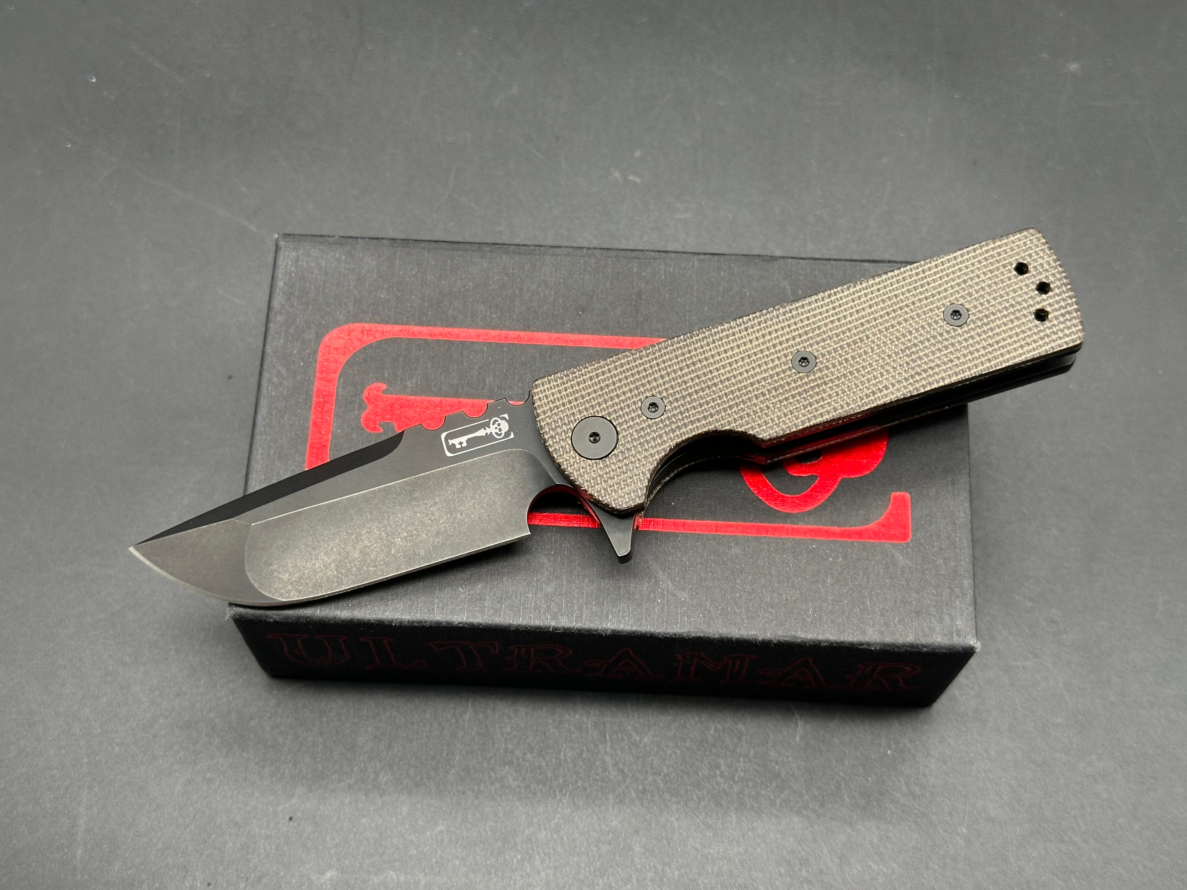 Chaves T.A.K. Liner Lock Knife Drop Point Green Micarta (2.7" Blackout)