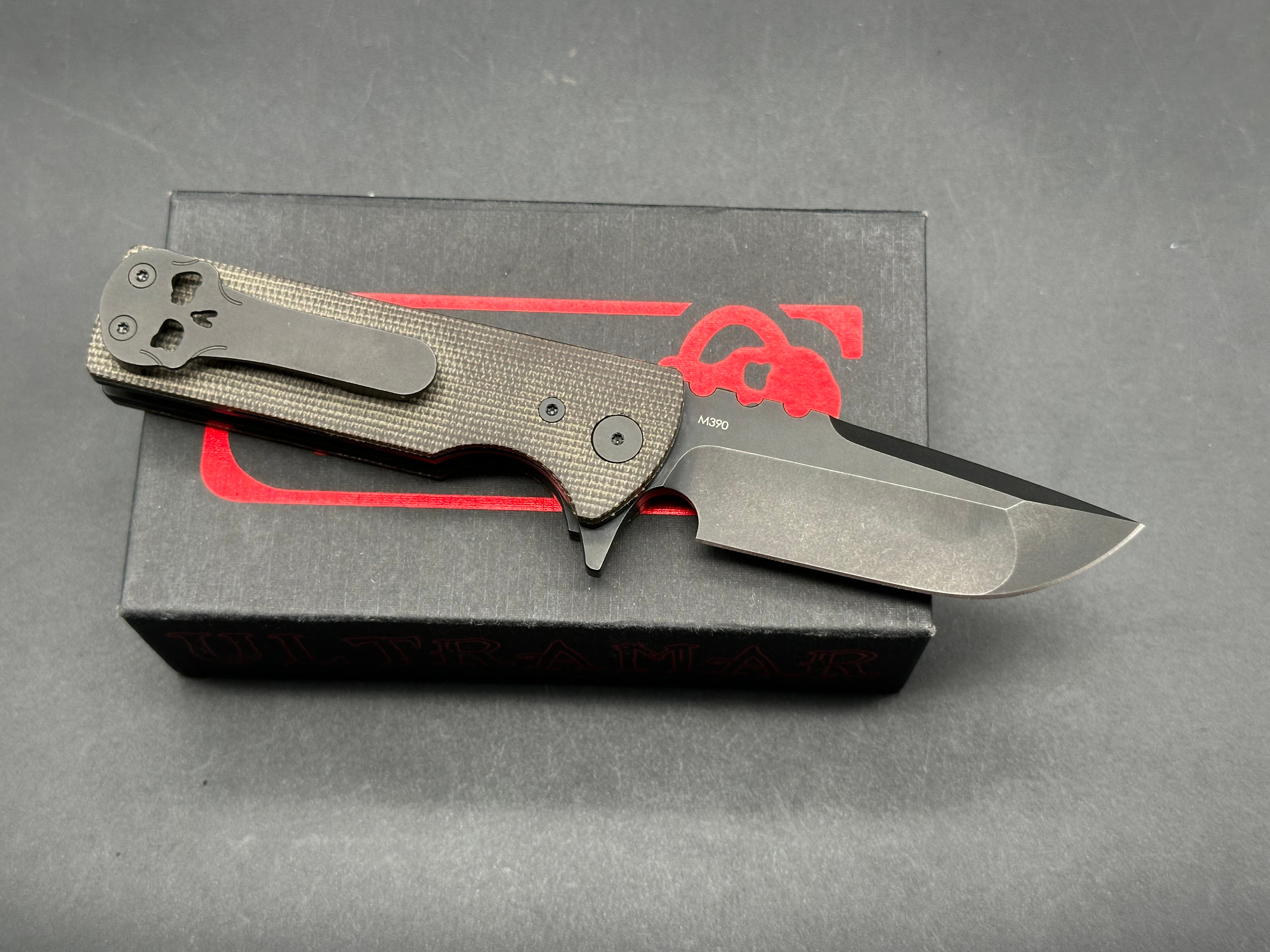 Chaves T.A.K. Liner Lock Knife Drop Point Green Micarta (2.7" Blackout)