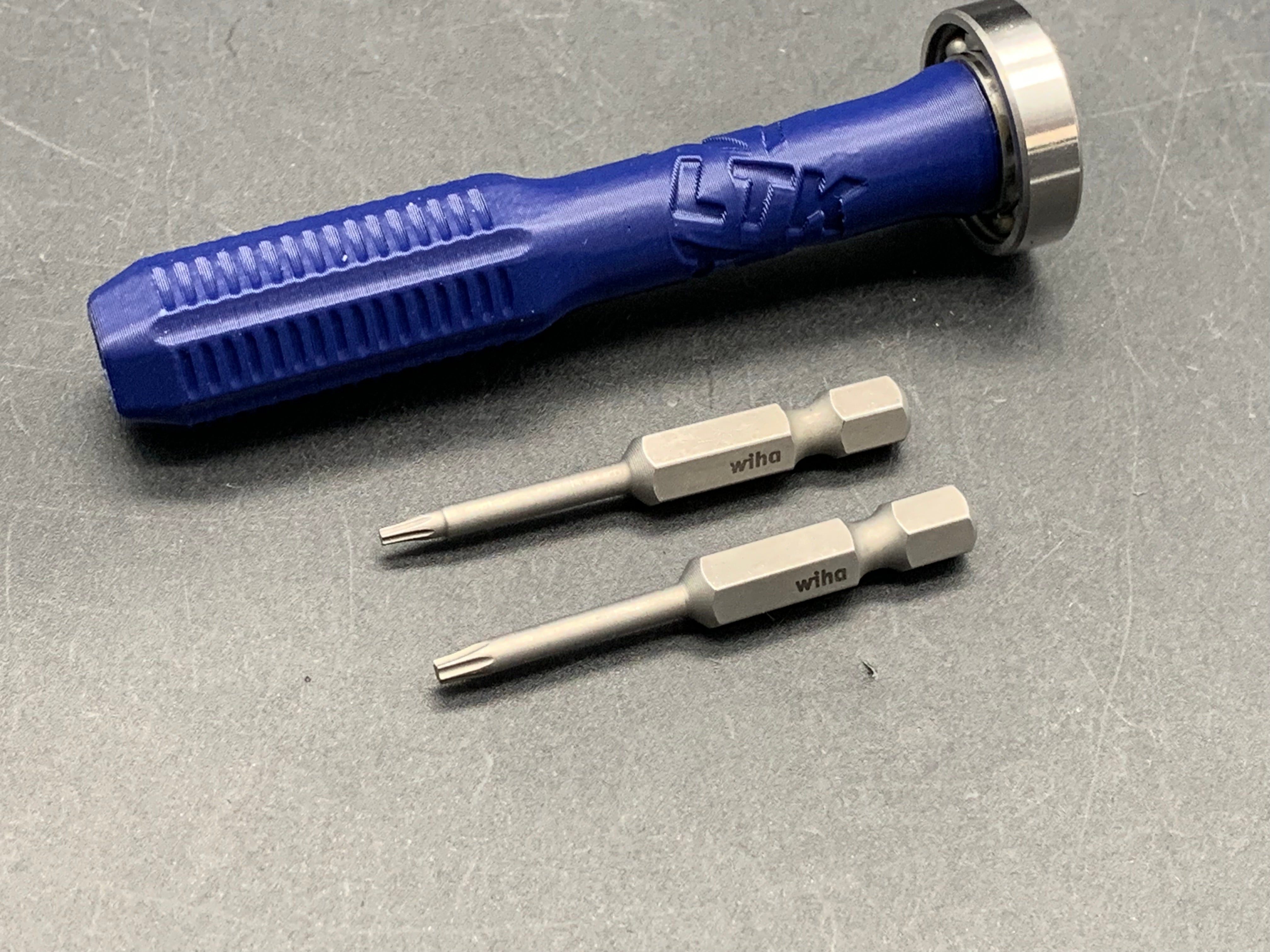 LTK (Luvthemknives) - 1/4 inch driver in sapphire blue Hexad pattern plus #8 & #6 torx bits