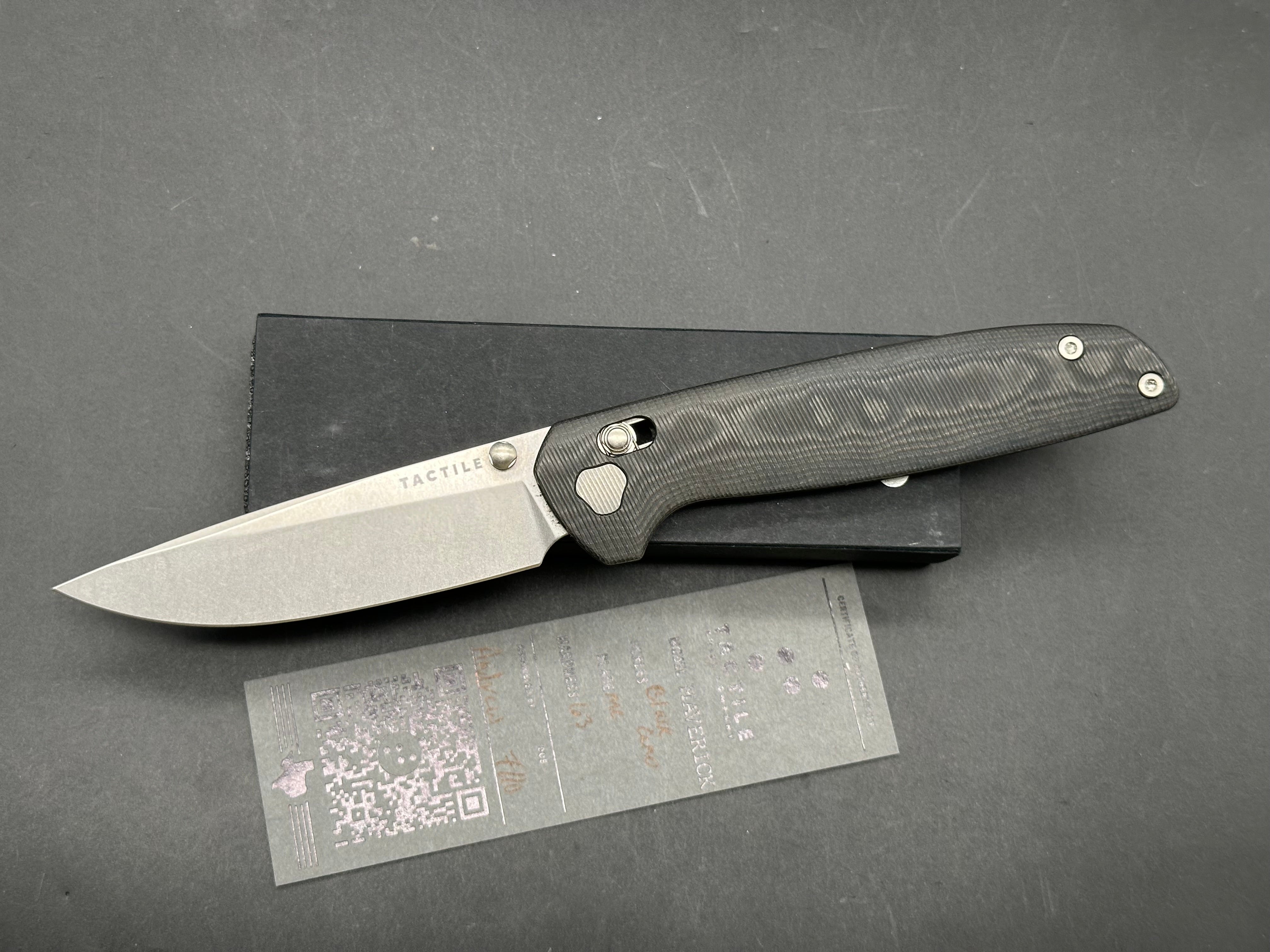 Tactile Knife Co Maverick, Milled Black Camo Carbon Fiber / Stonewash CPM Magnacut