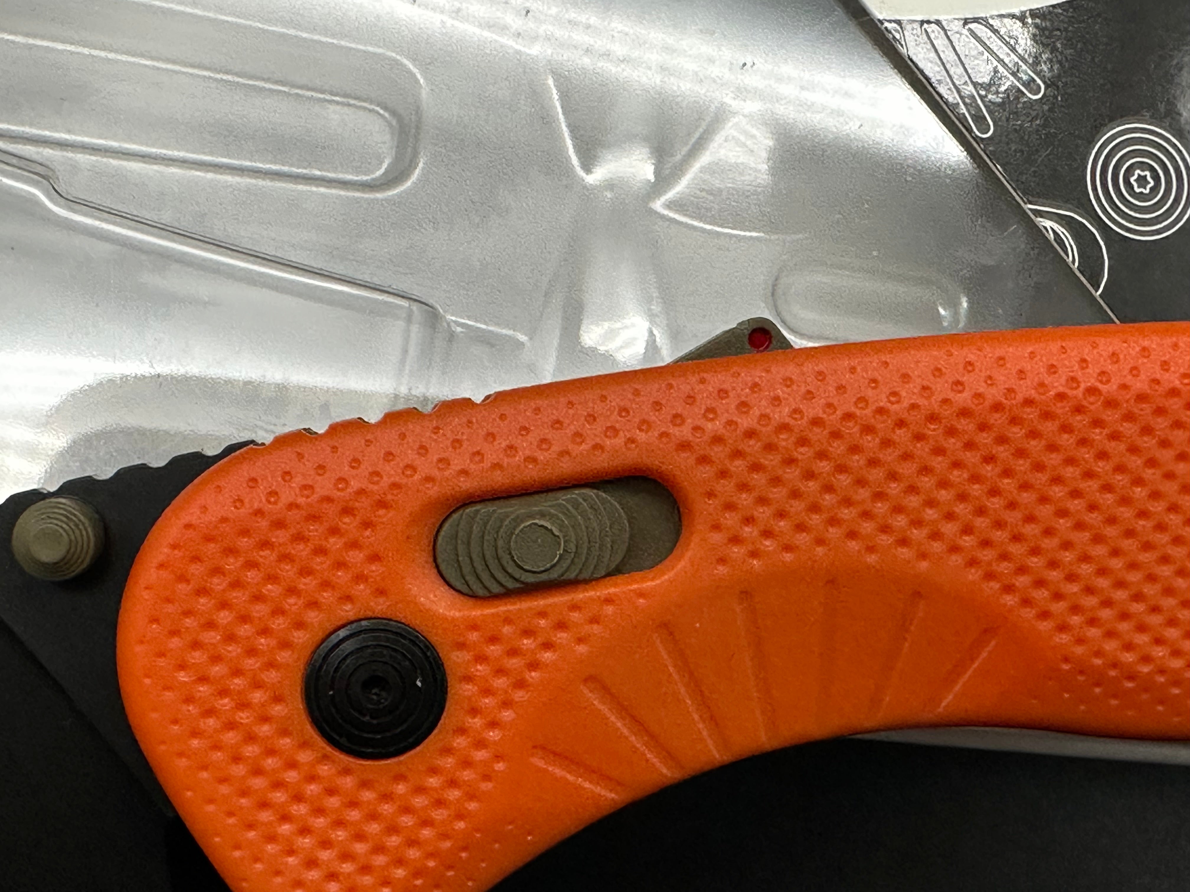 SOG Aegis AT Blaze and Tan Assisted Folding Knife 3.13" D2 Black Plain Blade, Orange GRN Handles