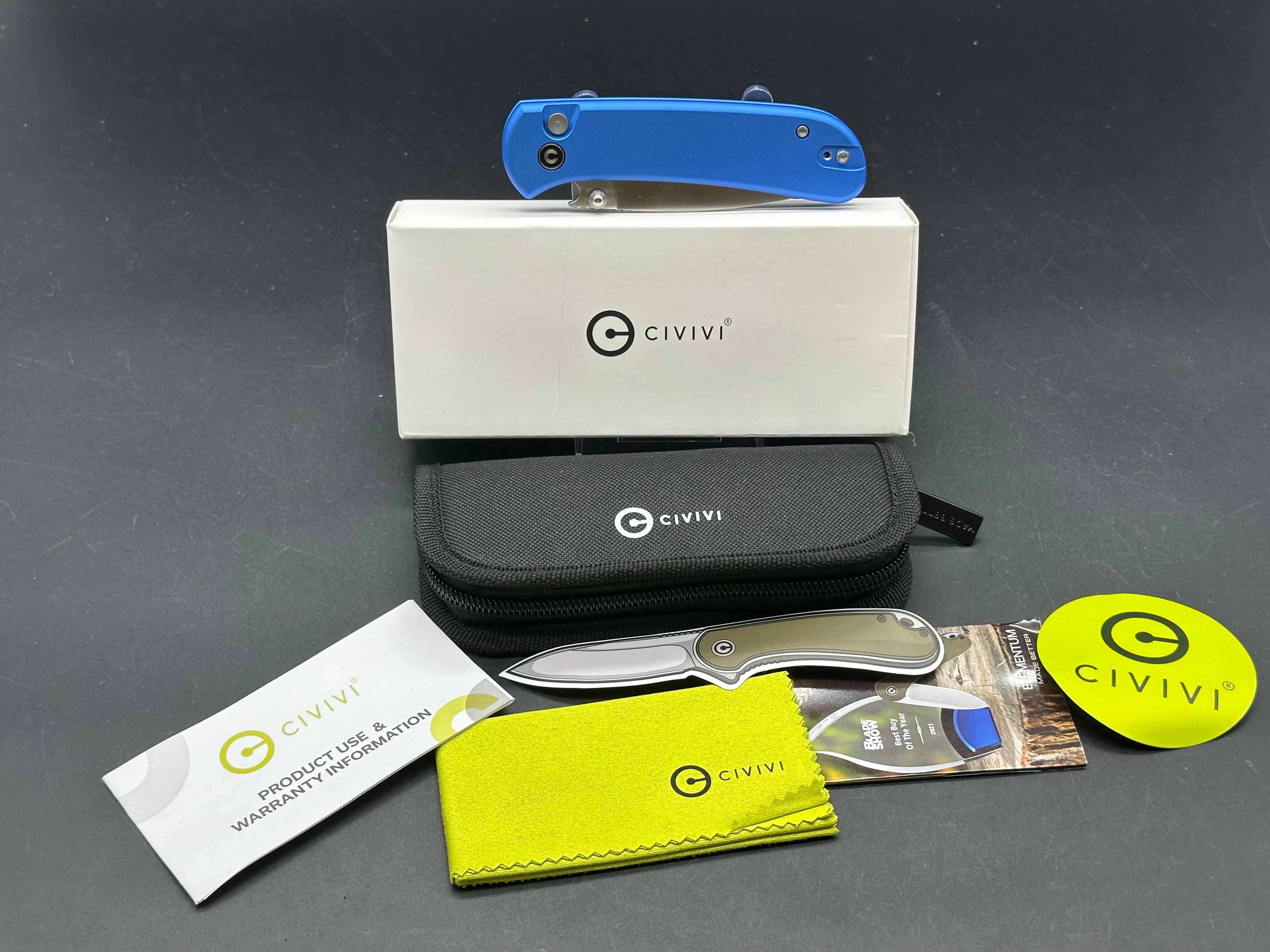 Civivi Qubit, 2.98" 14C28N Satin Blade with Blue Aluminum Handle