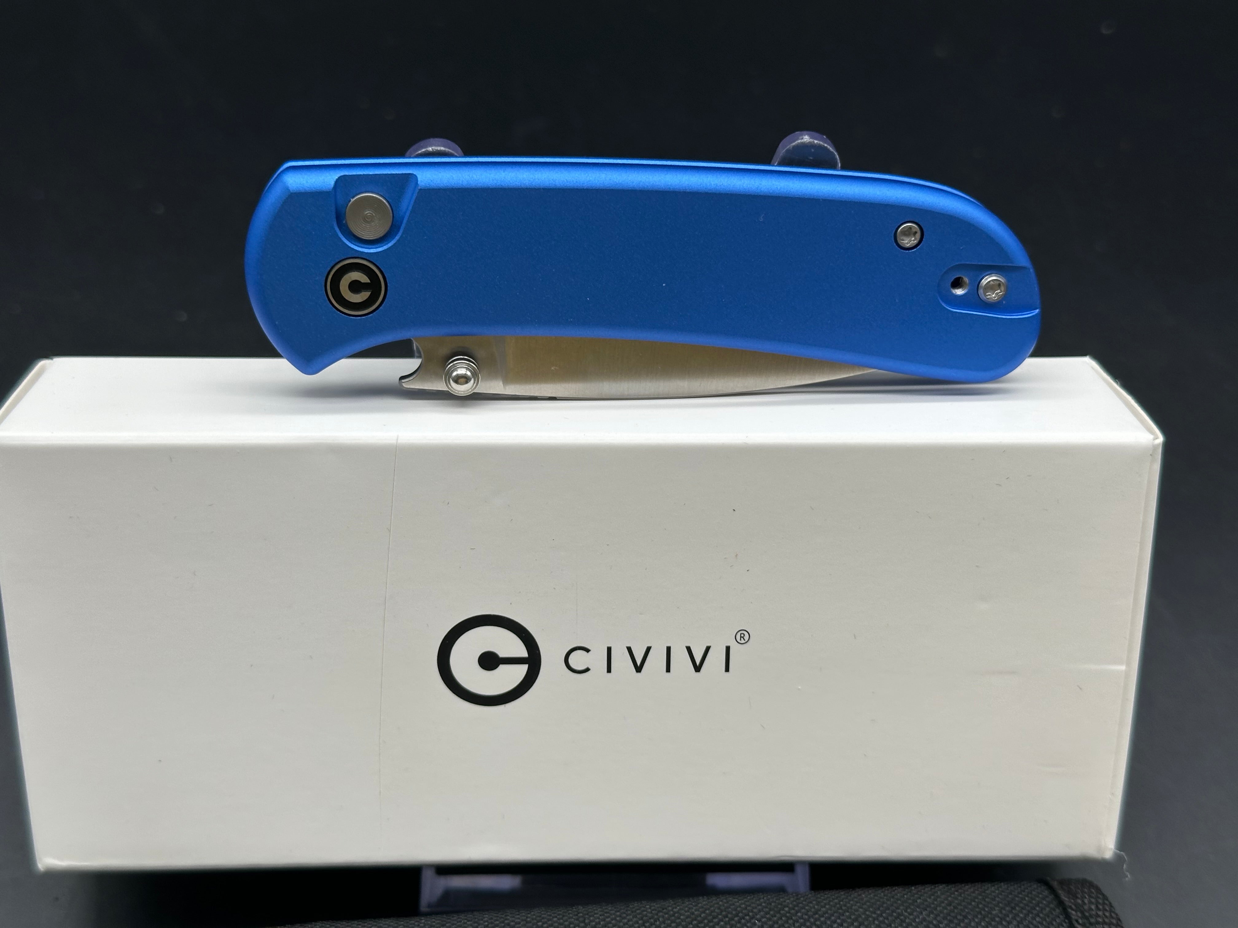 Civivi Qubit, 2.98" 14C28N Satin Blade with Blue Aluminum Handle