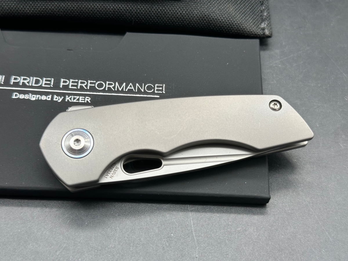 Kizer Nick Swan Microlith Liner Lock Flipper Knife Titanium (2.4" Bead Blast)