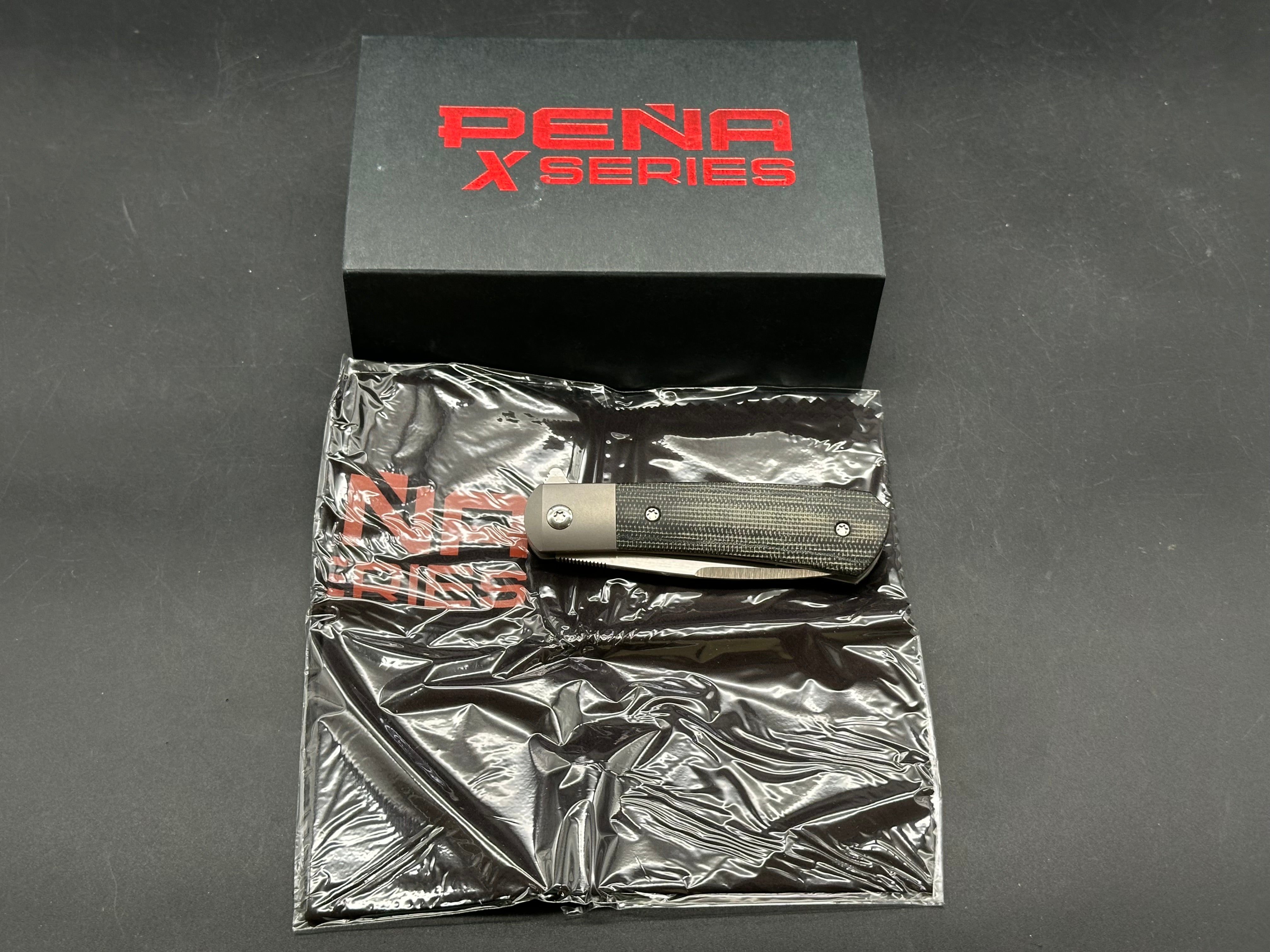 Pena Knives X-Series Apache Kickstop Flipper Knife Black Micarta (2.75" Satin)