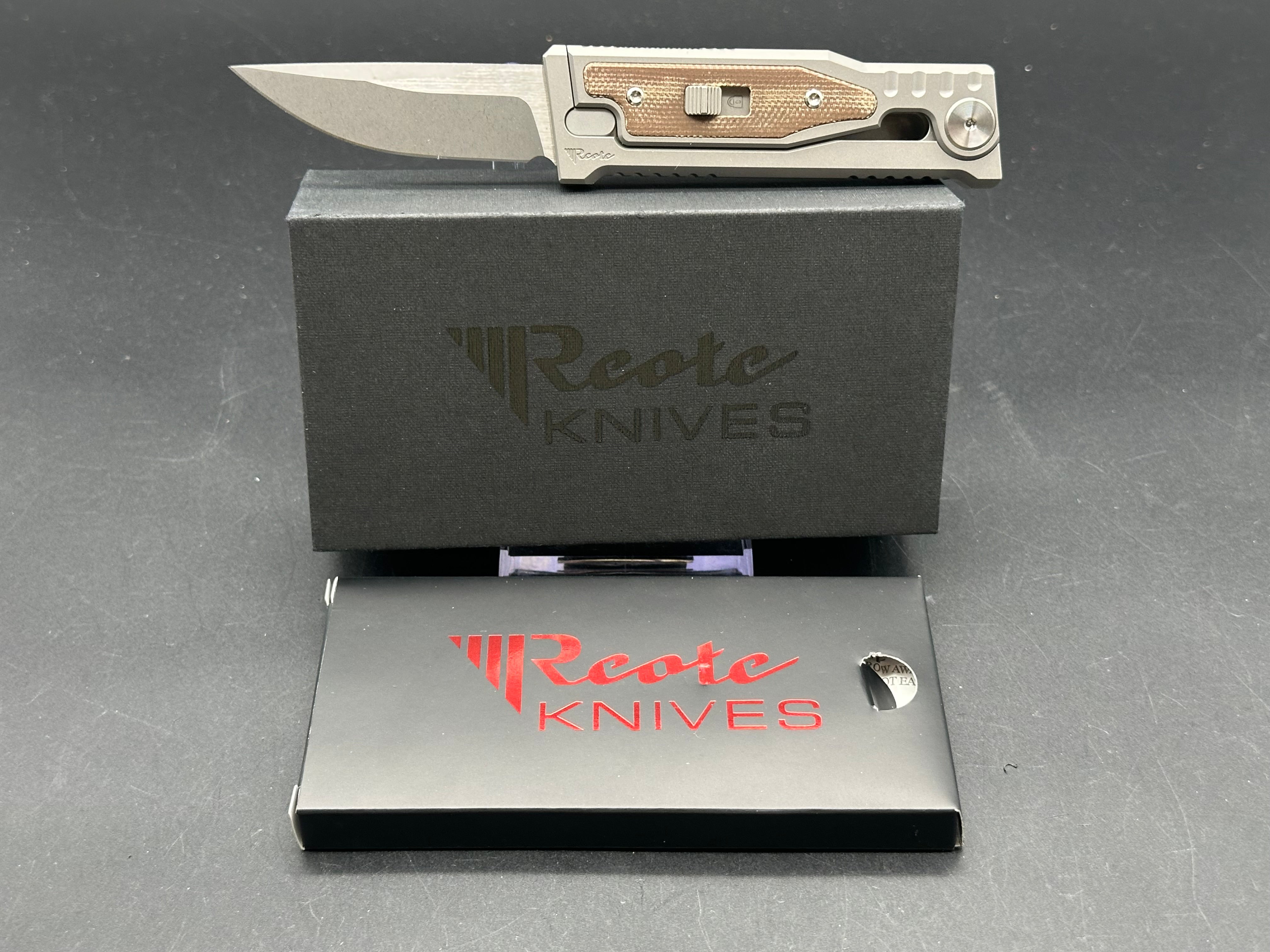 Reate Mini EXO (NEW), 2.625" CPM 3V Stonewash Blade with Titanium and Micarta Handle