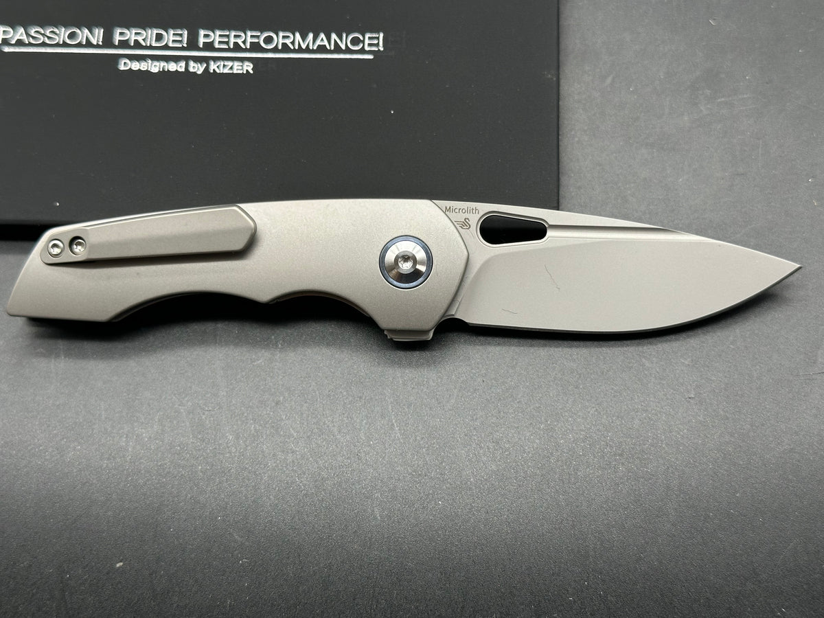 Kizer Nick Swan Microlith Liner Lock Flipper Knife Titanium (2.4" Bead Blast)