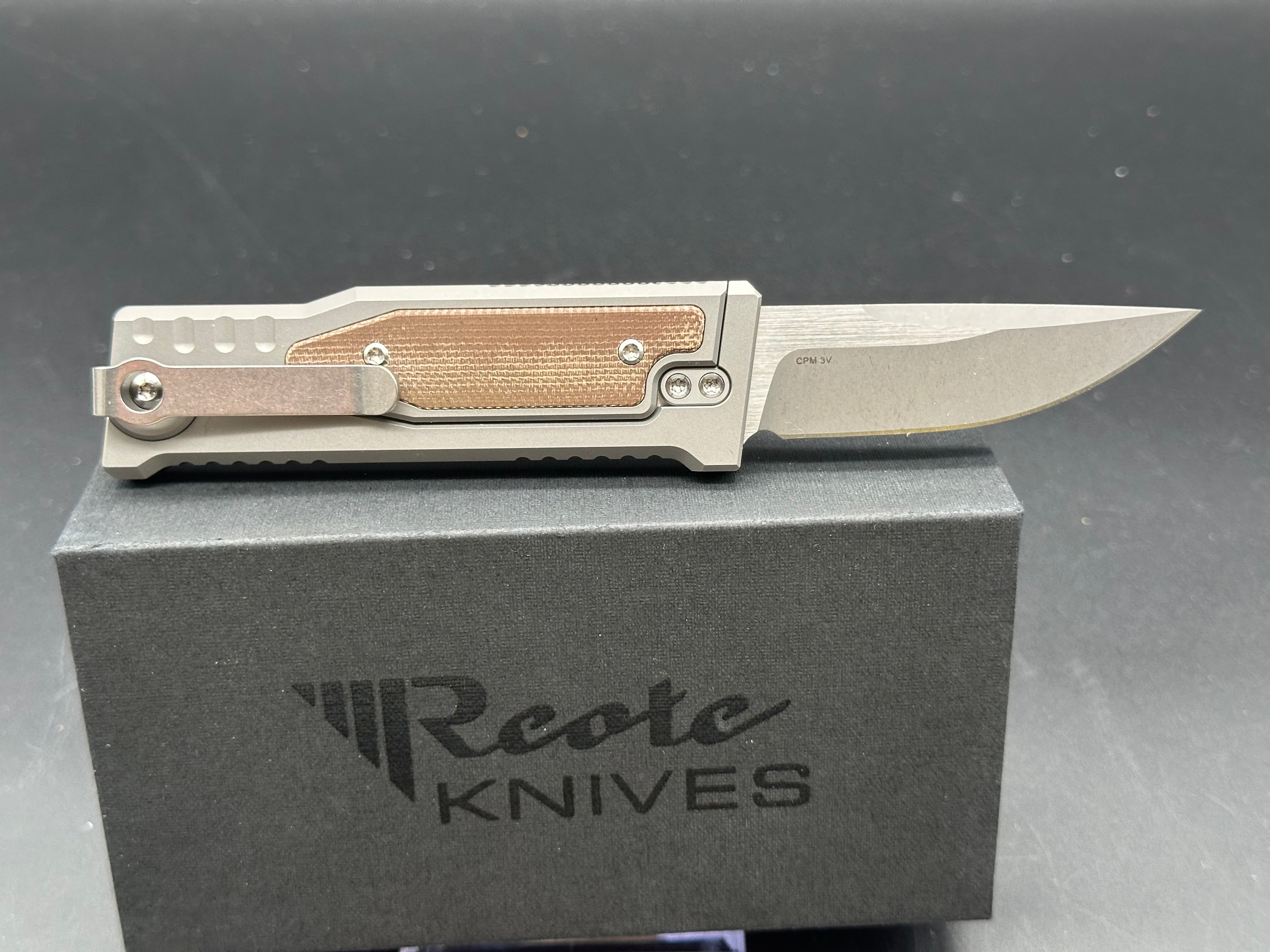 Reate Mini EXO (NEW), 2.625" CPM 3V Stonewash Blade with Titanium and Micarta Handle