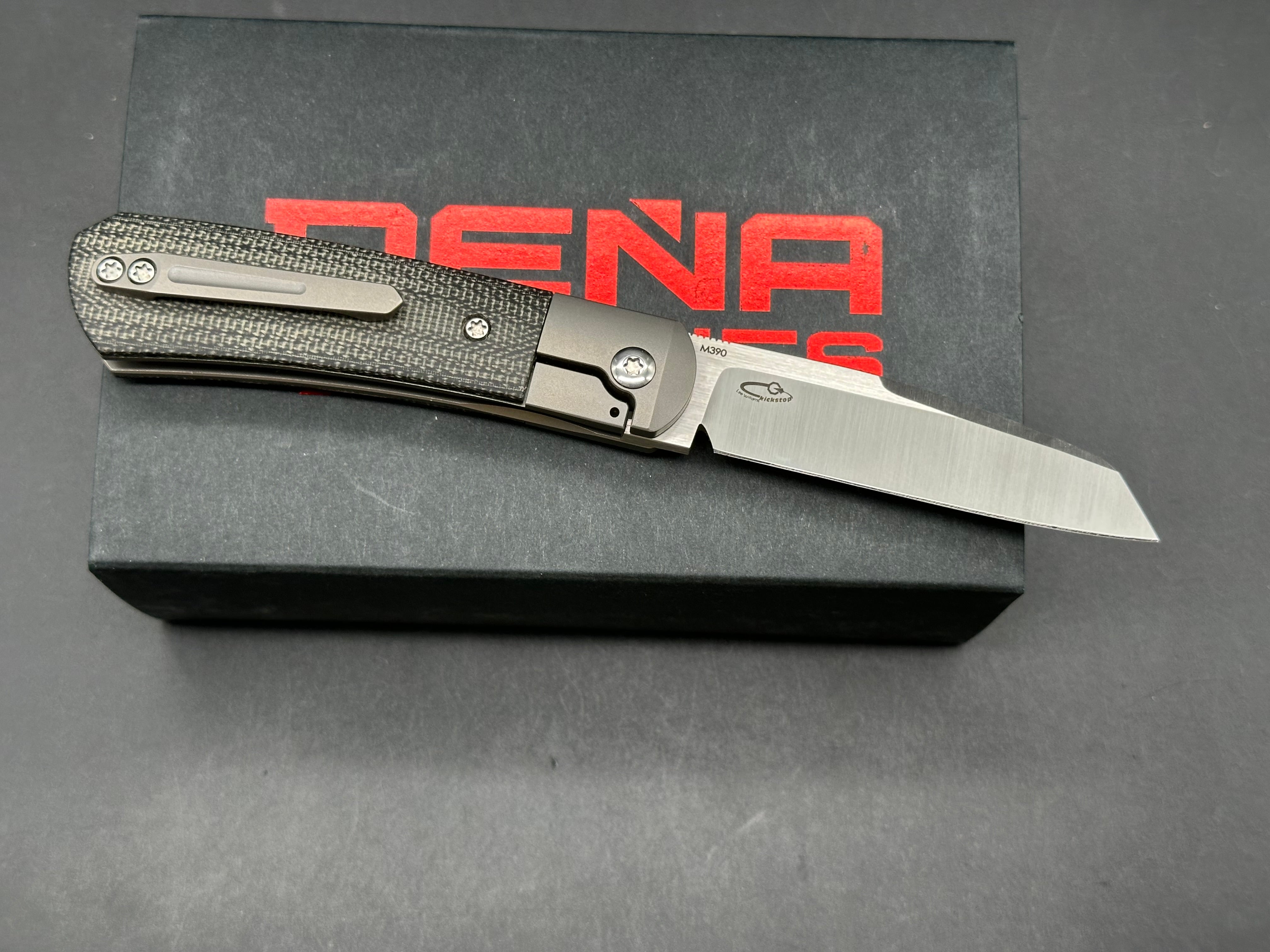 Pena Knives X-Series Apache Kickstop Flipper Knife Black Micarta (2.75" Satin)